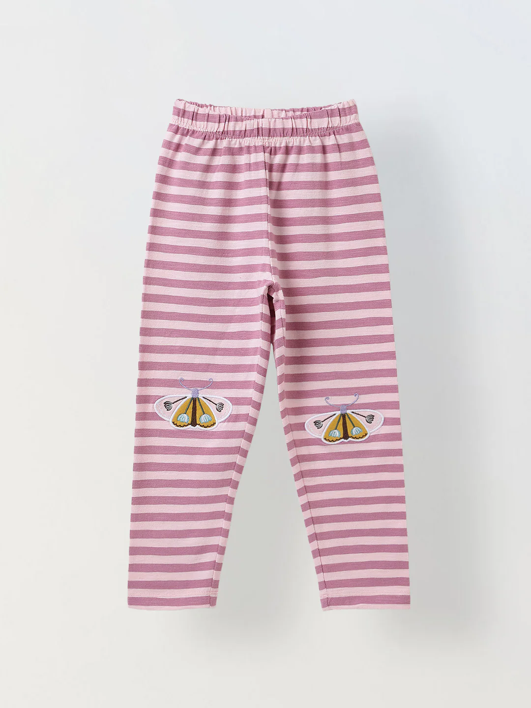 Girls Pink Striped T-shirt with Pyjamas Set - Image 3