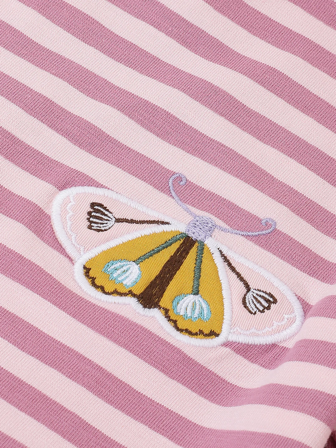 Girls Pink Striped T-shirt with Pyjamas Set - Image 7
