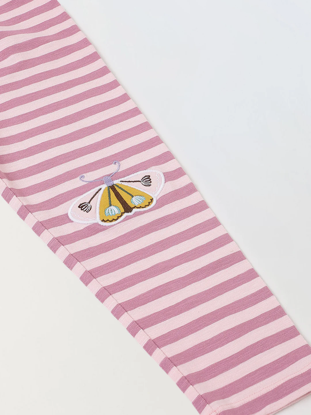 Girls Pink Striped T-shirt with Pyjamas Set - Image 8