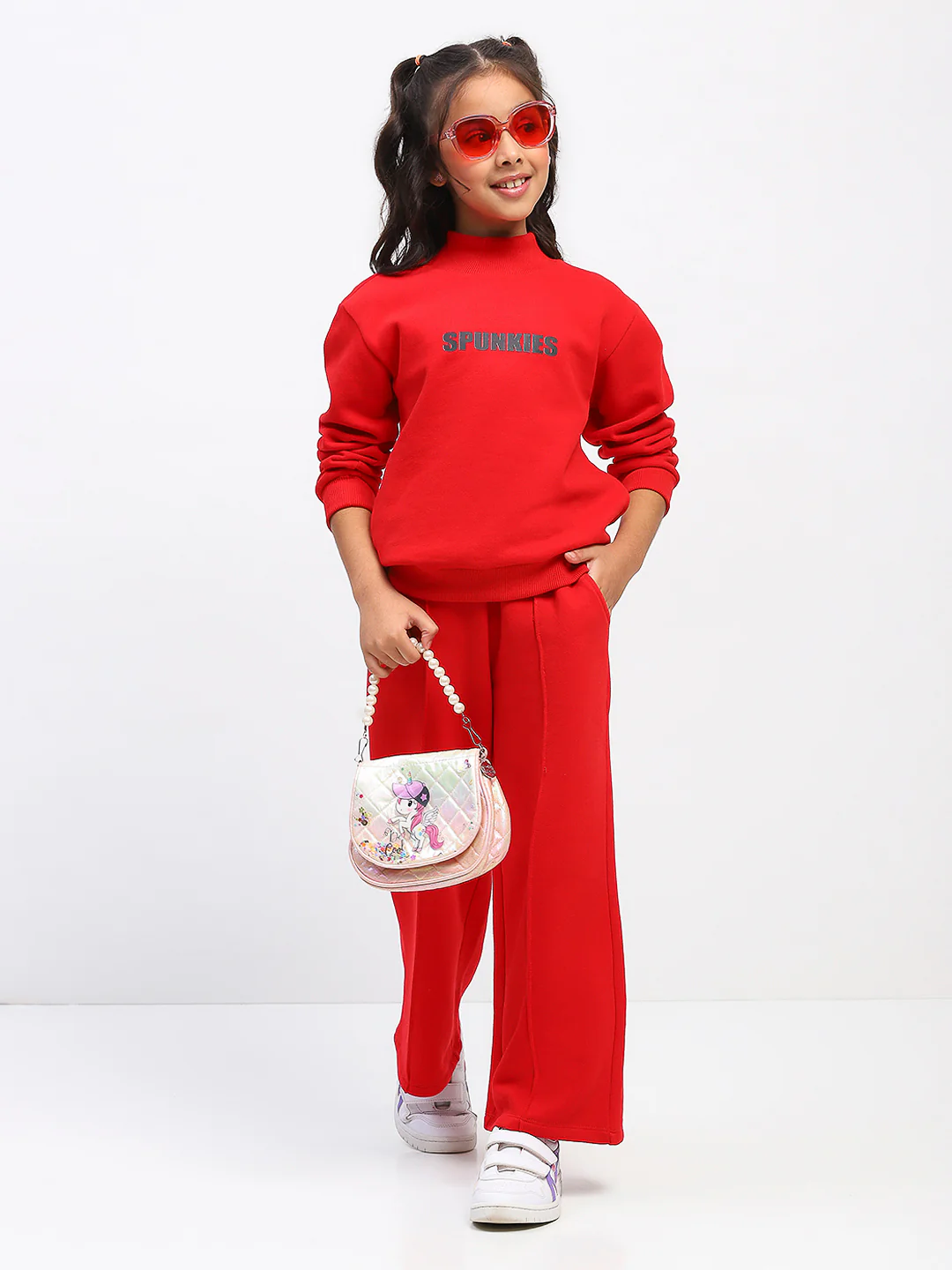 Girls Red Long Sleeve Sweatshirt Set - Image 5