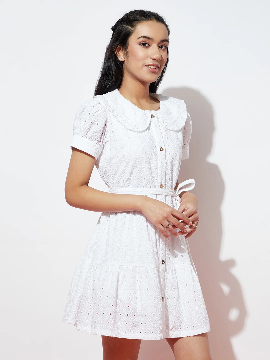 Girls Schiffili White Dress - Image 3