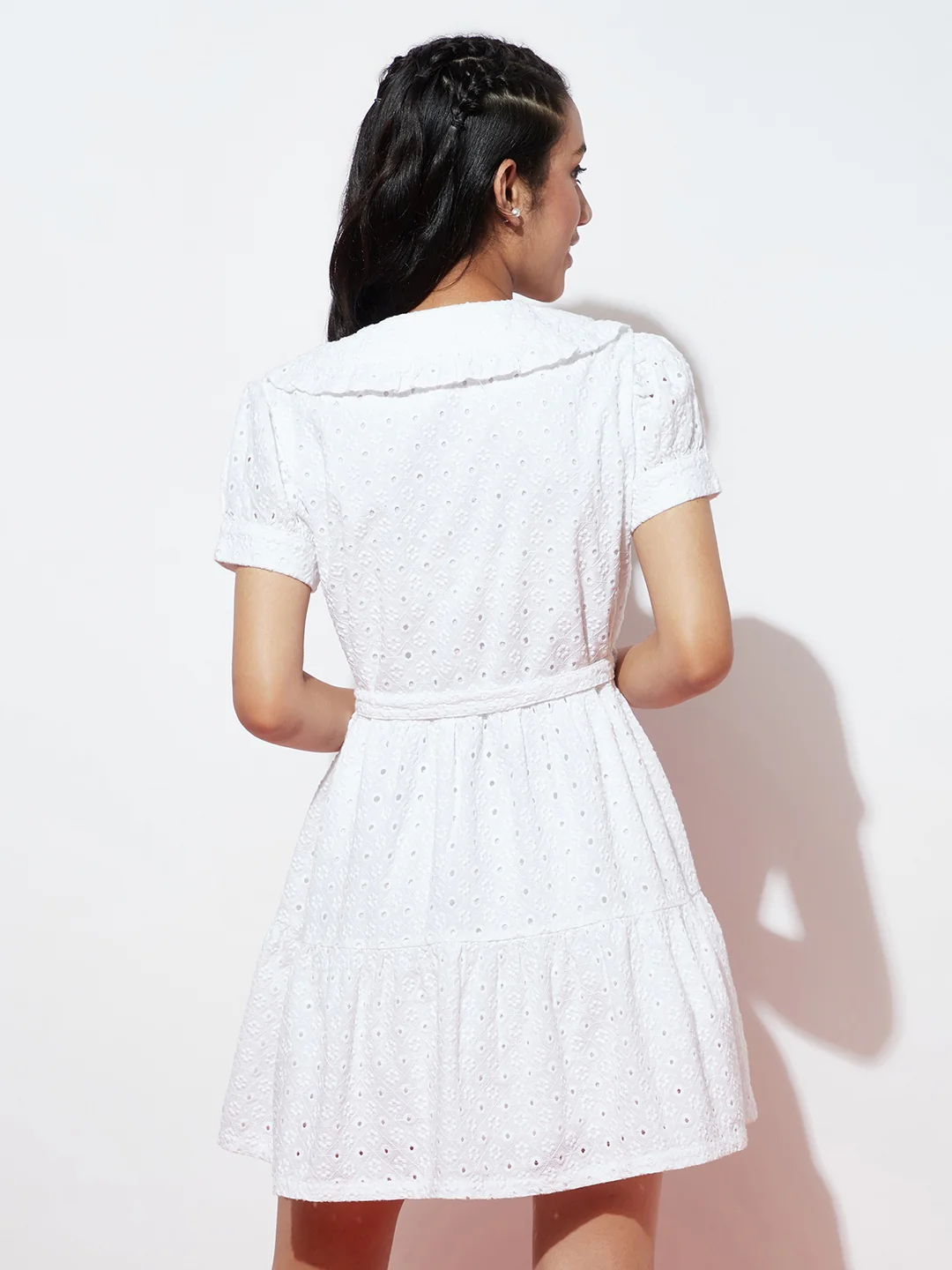 Girls Schiffili White Dress - Image 4