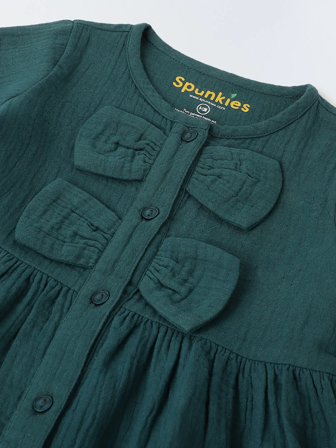 Green Bow Gauze Dress - Image 3