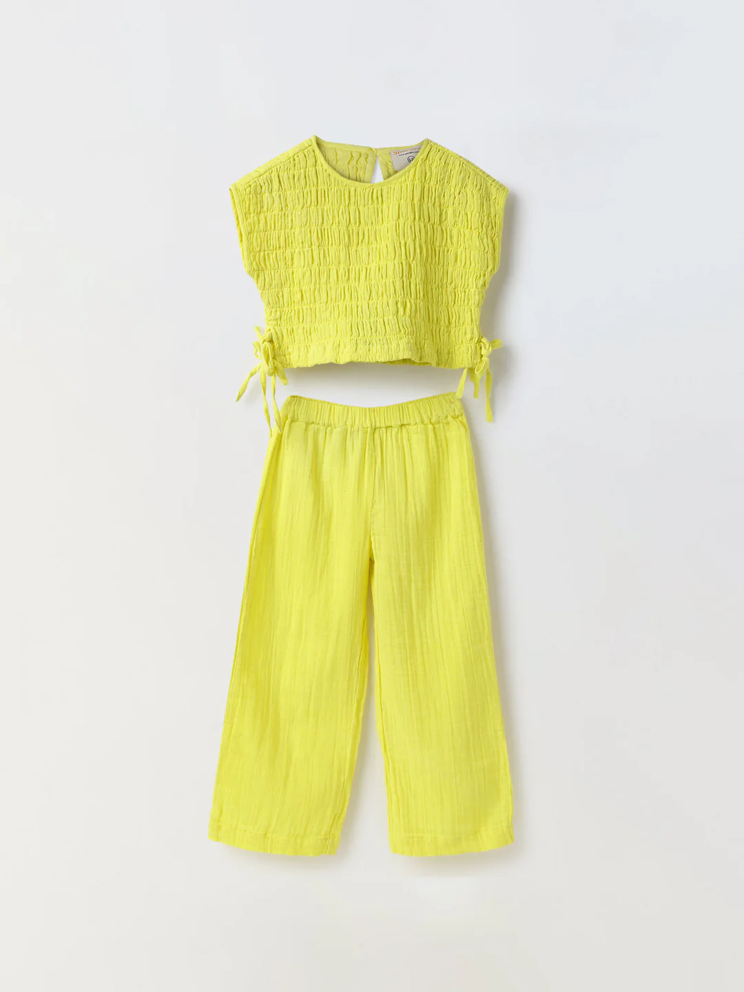 Yellow Gauze Wide Leg Co-ord Set