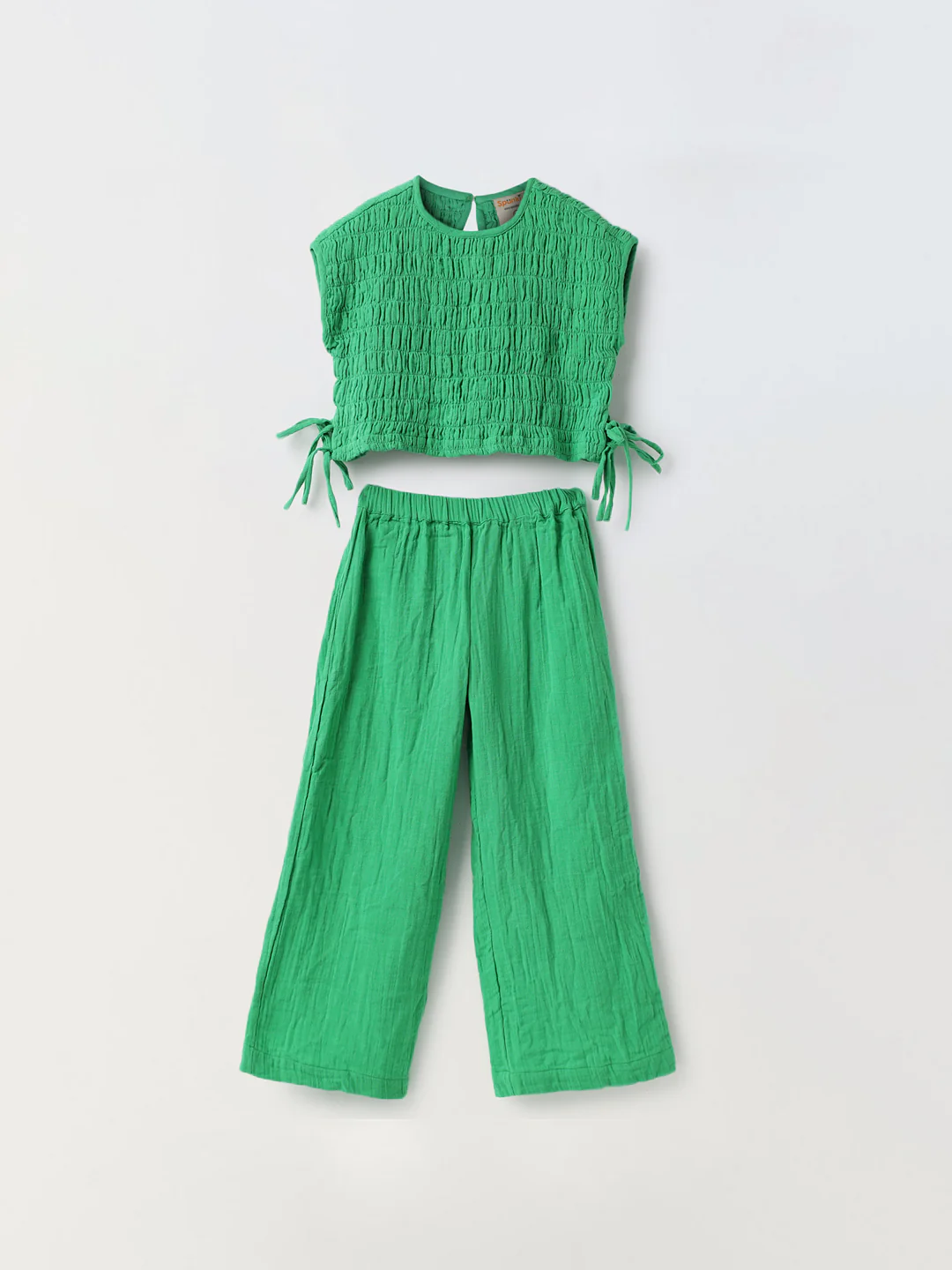 Green Gauze Wide Leg Co-ord Set
