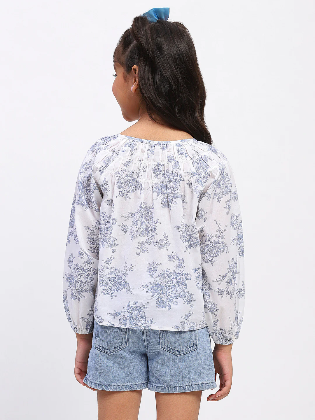 Girls White Cotton Printed Top - Image 4