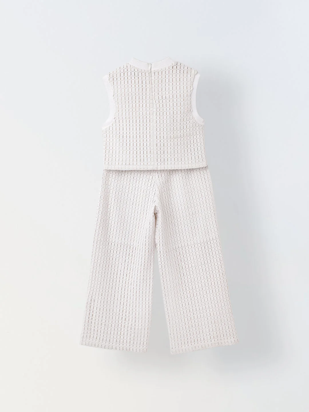 Girls White Crochet Sleeveless Co-Ord Set - Image 2