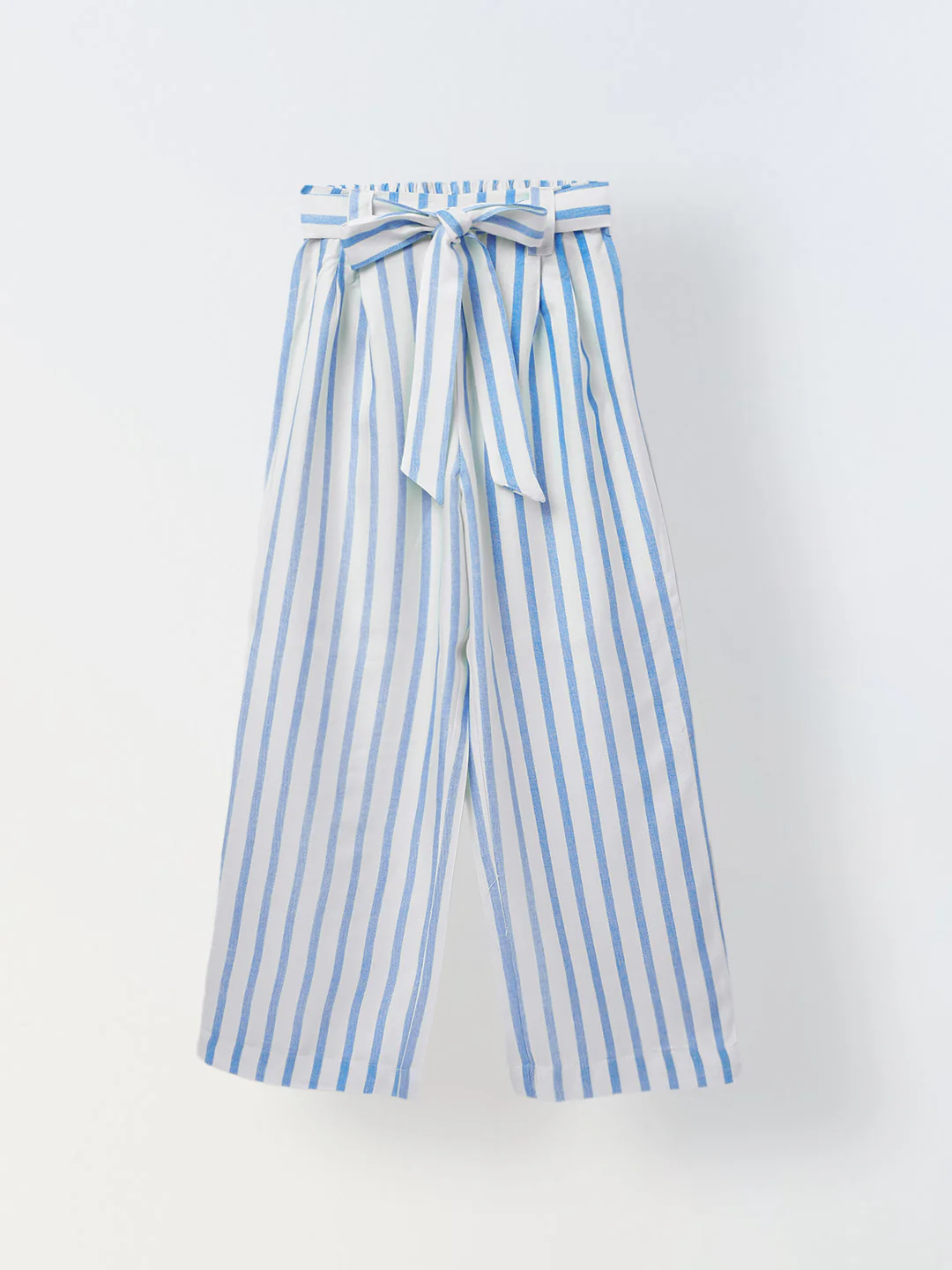 White/Blue Cotton Square Neck Stripe Co-Ord For Girls - Image 3