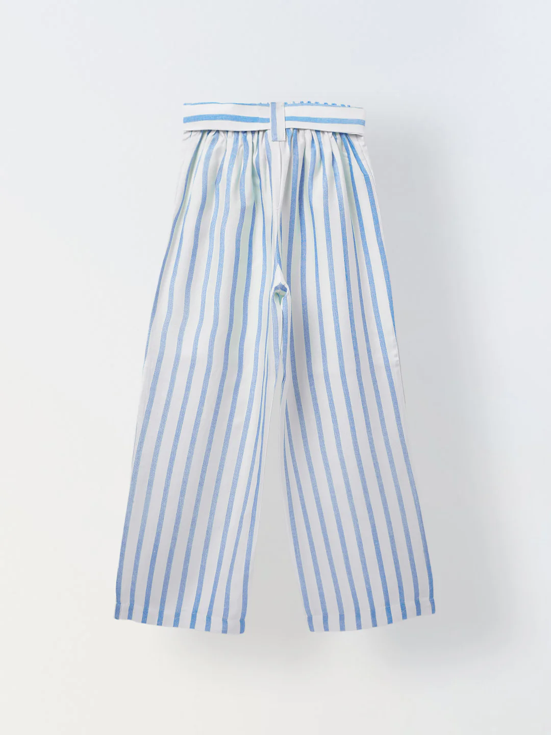 White/Blue Cotton Square Neck Stripe Co-Ord For Girls - Image 4