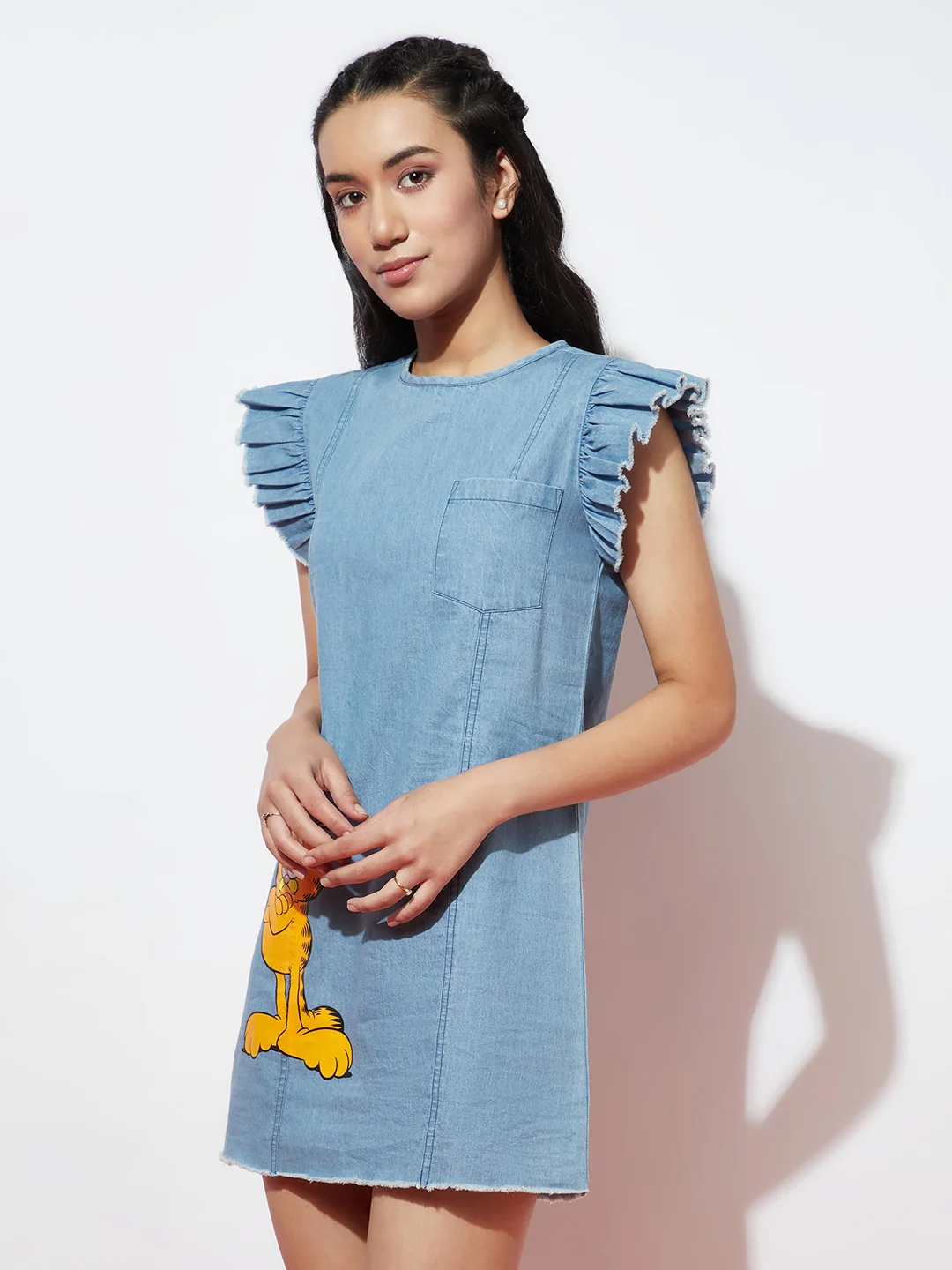 Denim Flutter Sleeve Garfield Dress - Image 3