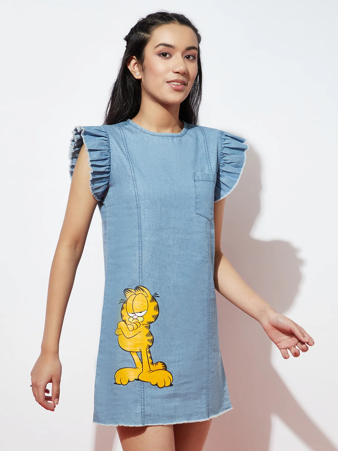 Denim Flutter Sleeve Garfield Dress - Image 4