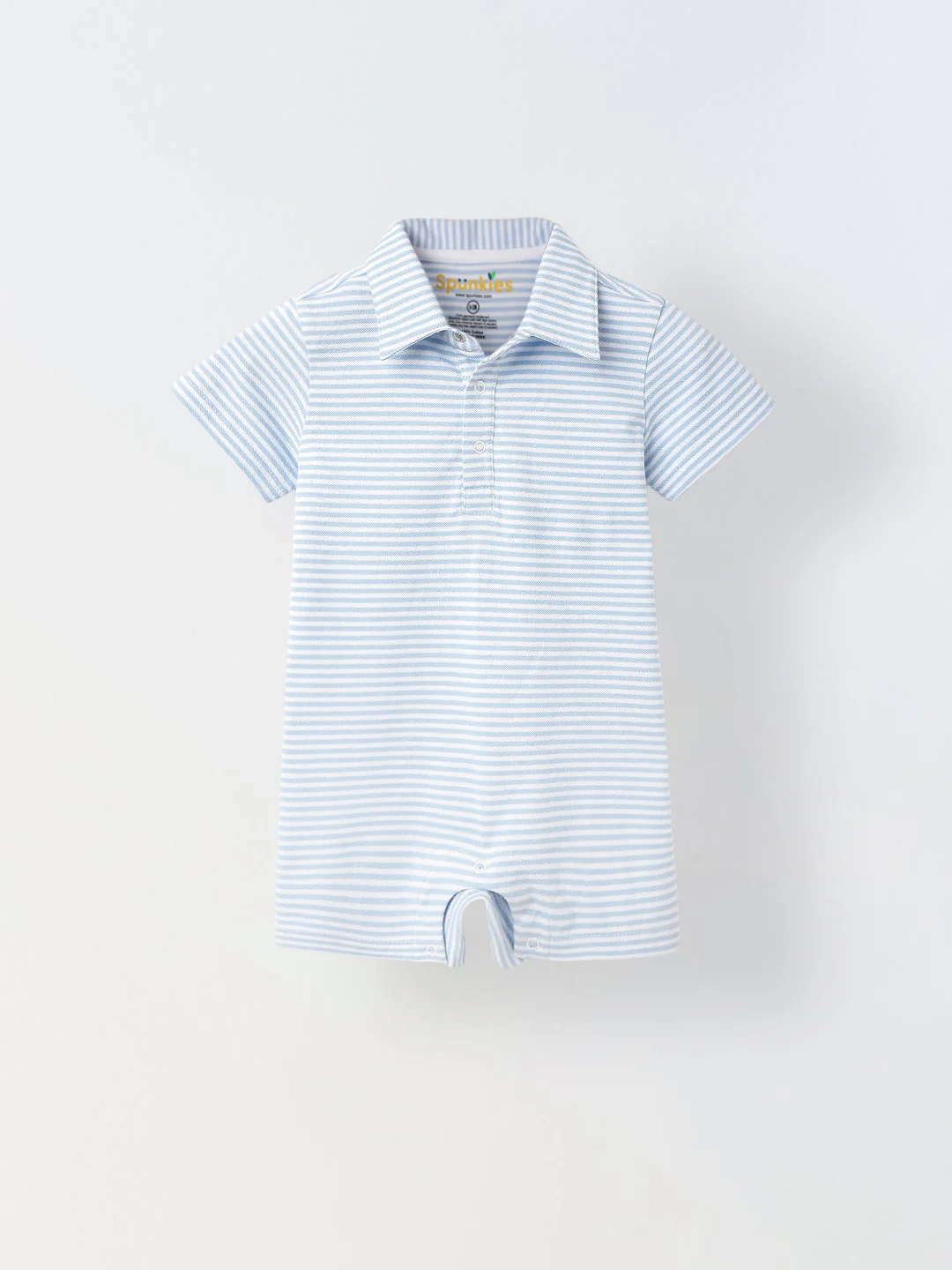 Infant Blue Stripe Cotton Collar Neck Romper