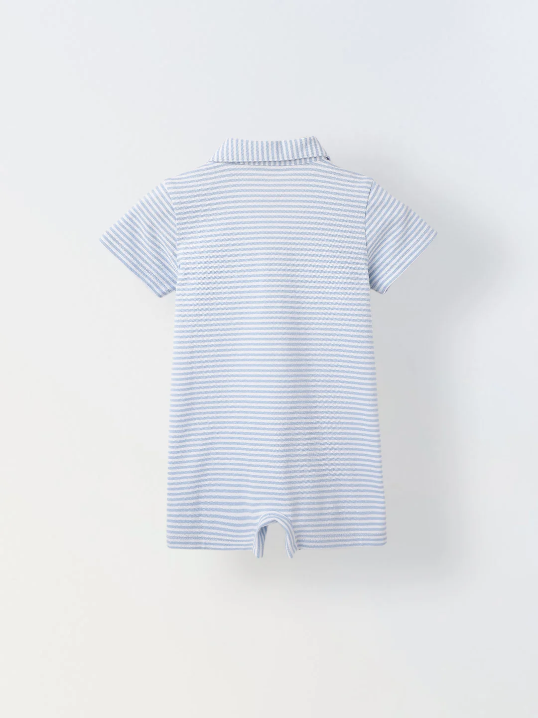 Infant Blue Stripe Cotton Collar Neck Romper - Image 2