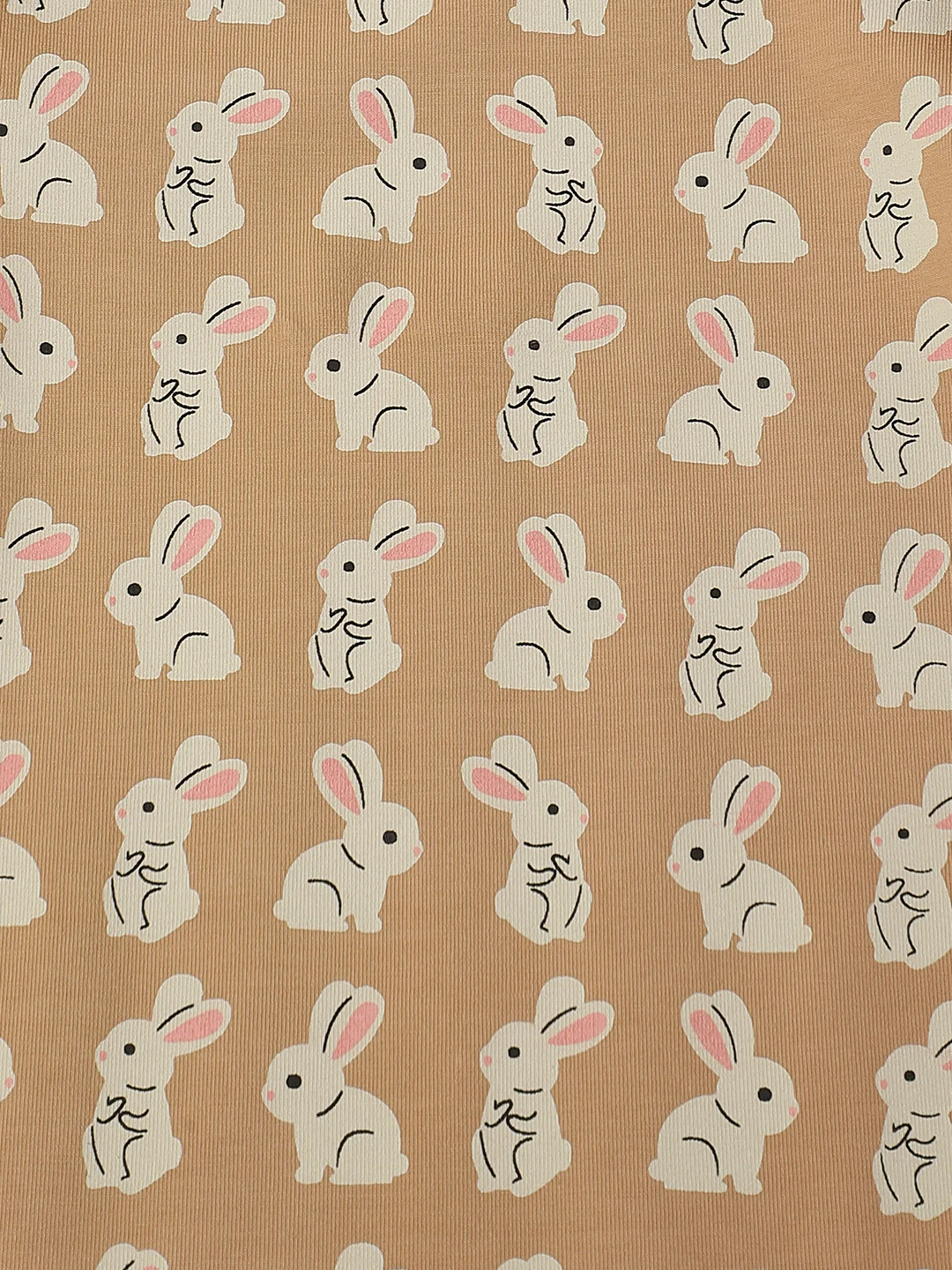 Infant Cotton Beige Full Sleeve Rabbite Print Romper - Image 5