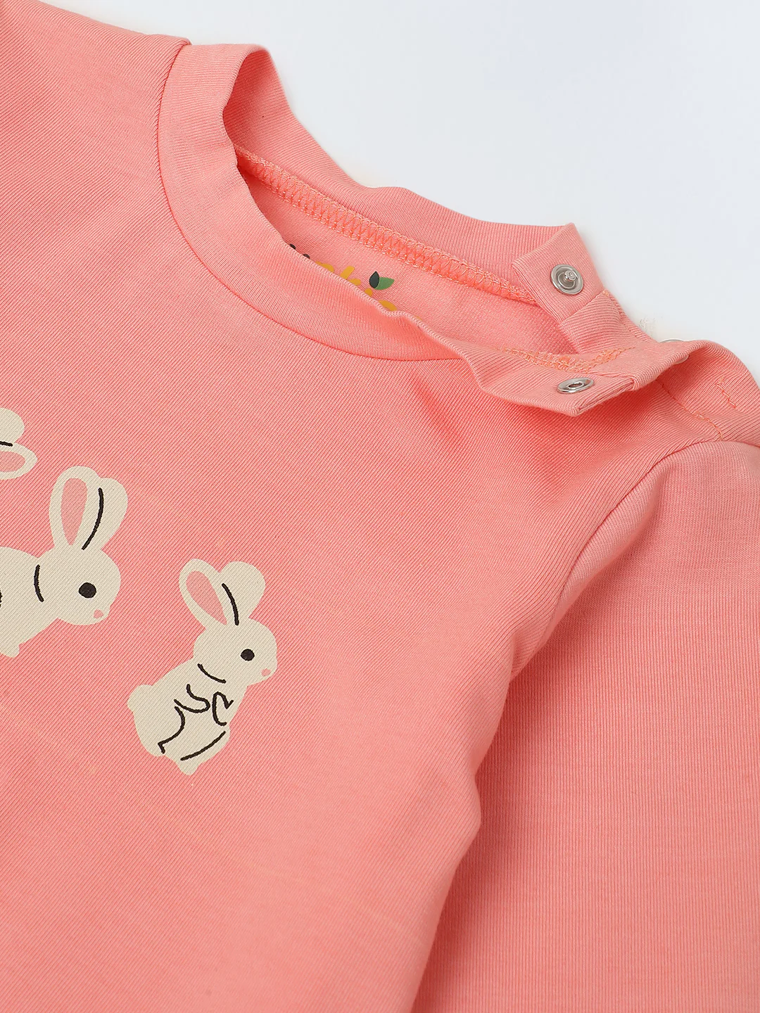 Infant Cotton Pink Full Sleeve Rabbit Printed Sets - Image 4