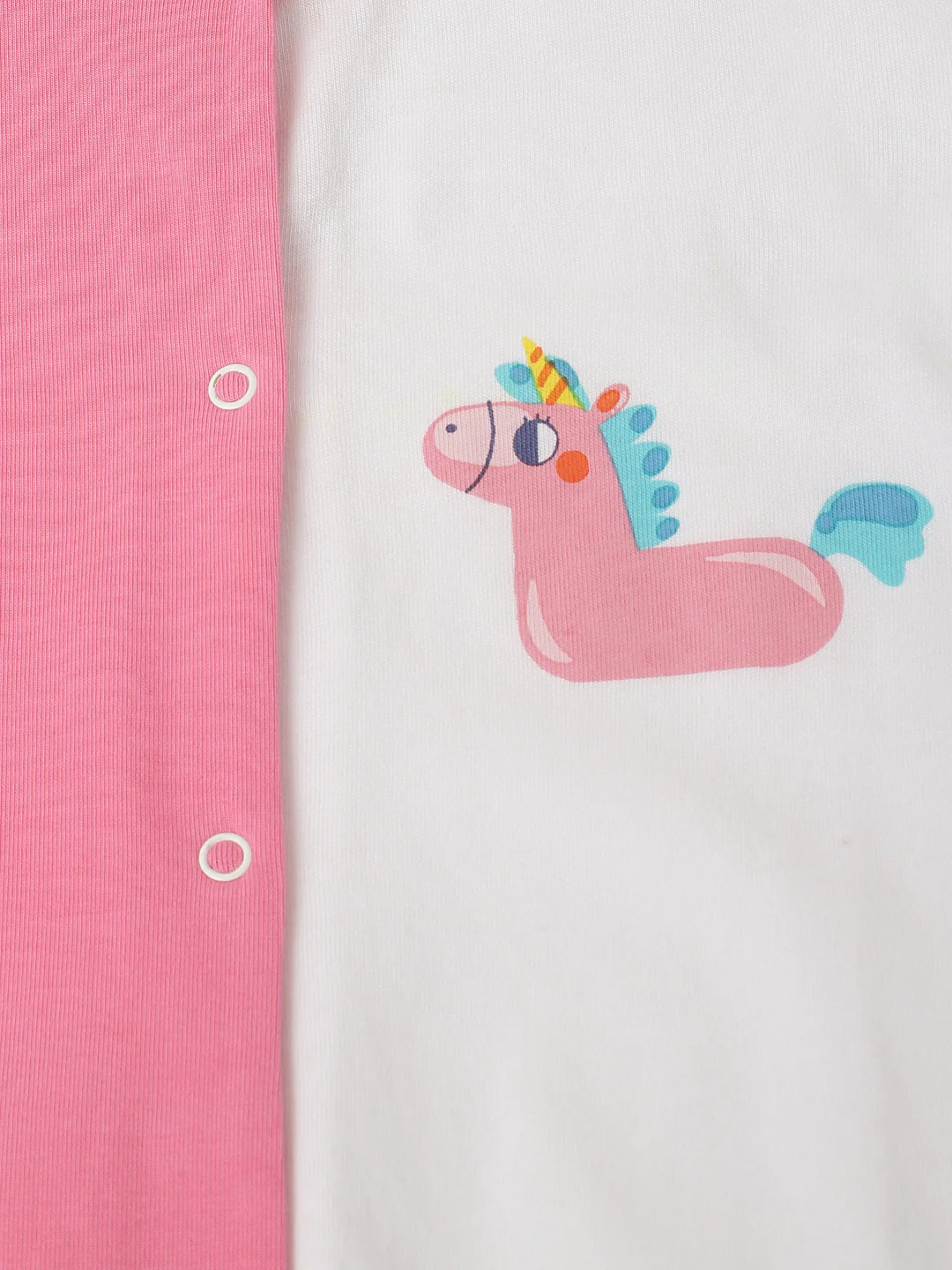 Infant Cotton White and Pink  Full Sleeve Printed Romper - Image 6