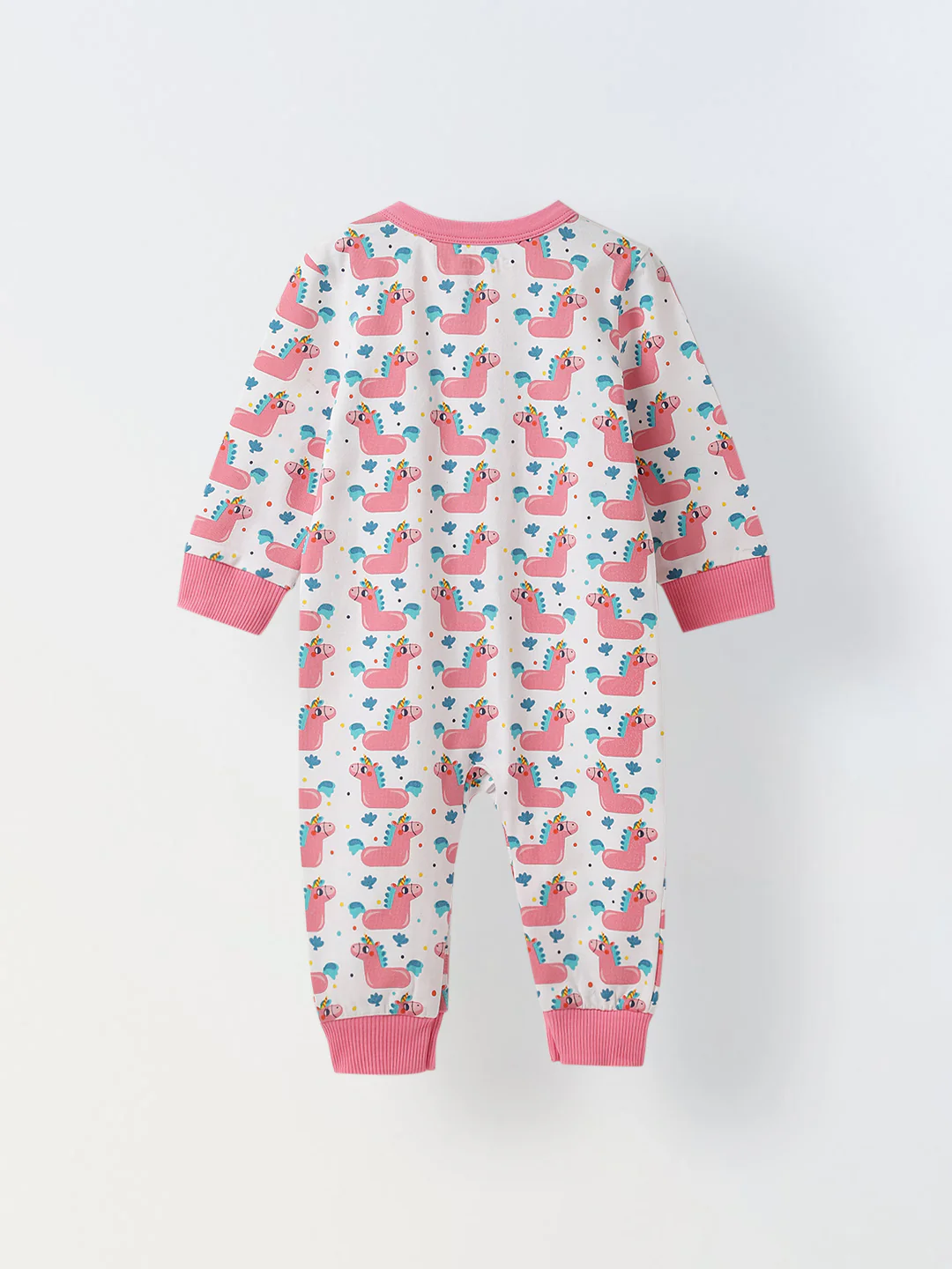 Infant Cotton White Full Sleeve Printed Romper - Image 2