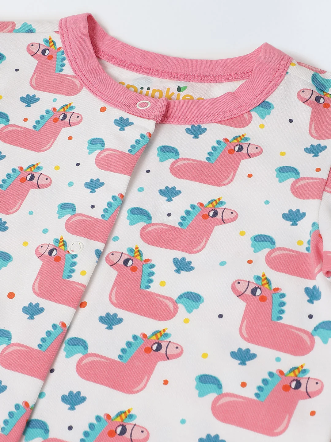 Infant Cotton White Full Sleeve Printed Romper - Image 3
