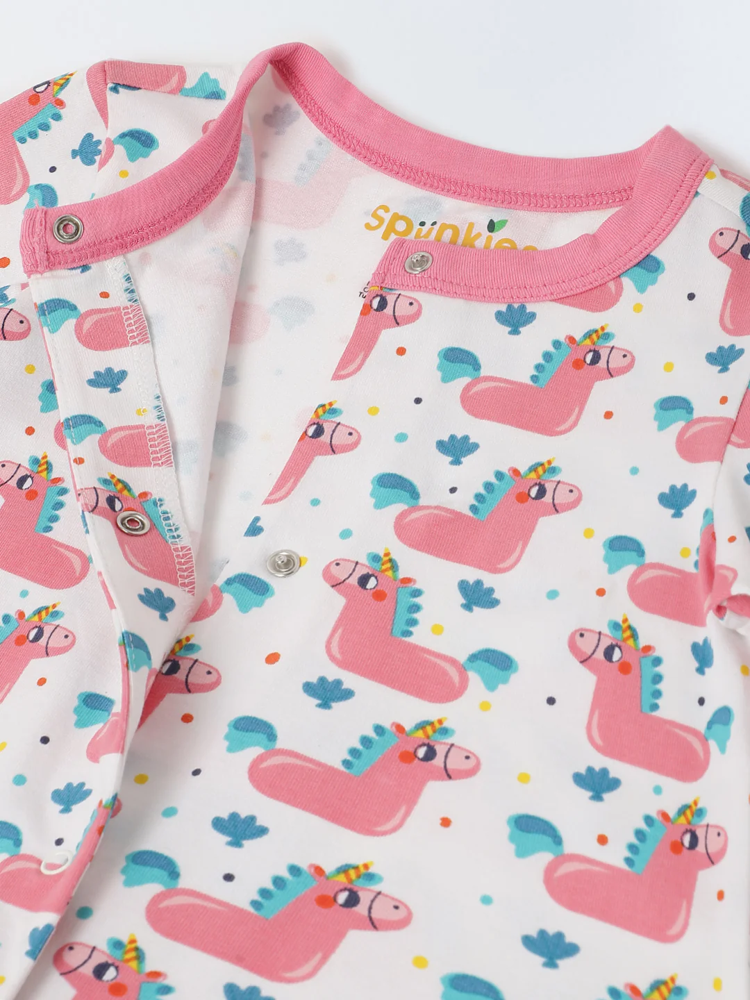 Infant Cotton White Full Sleeve Printed Romper - Image 4