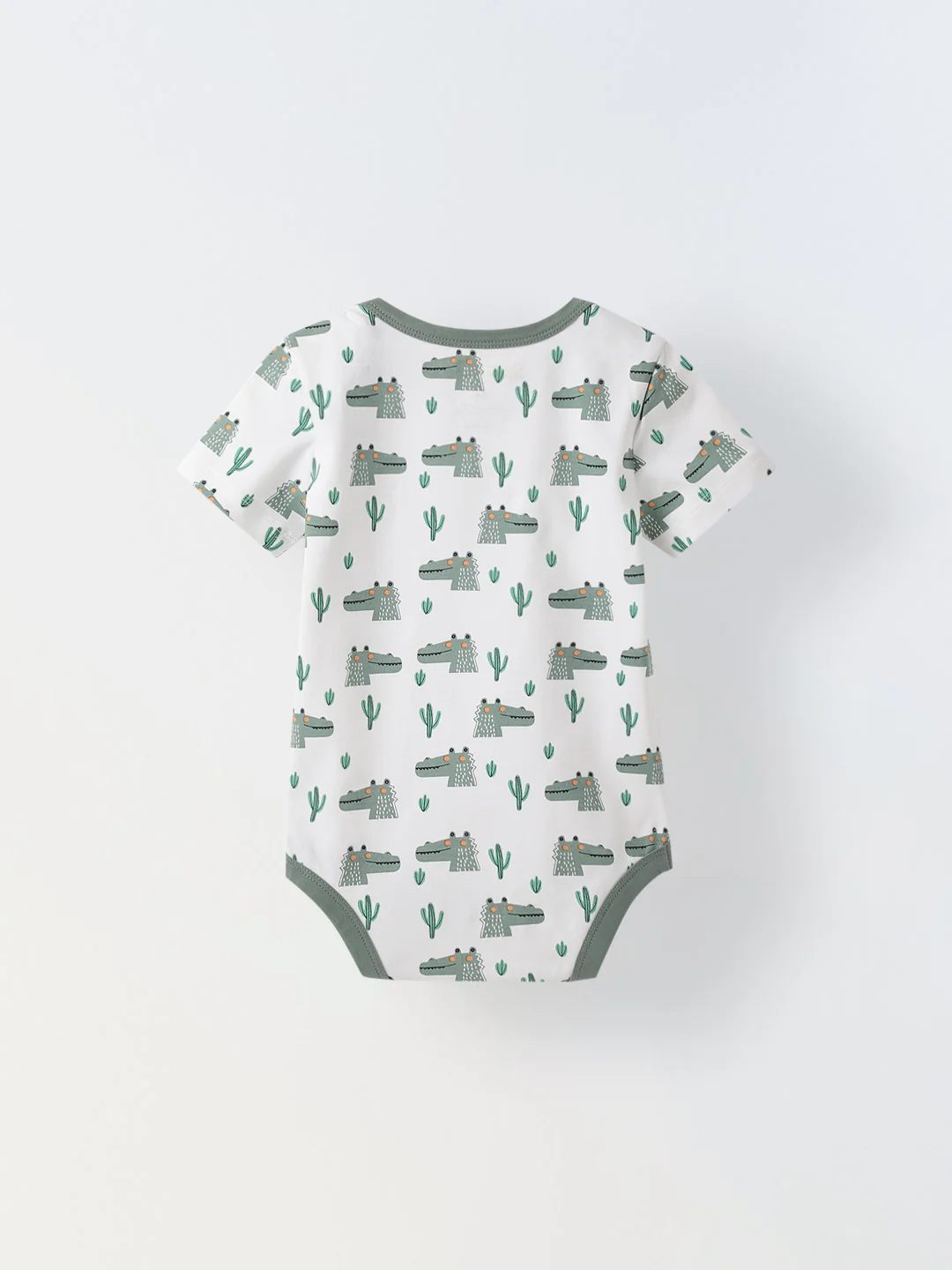 Infant Cotton White Half Sleeve Printed Romper - Image 2