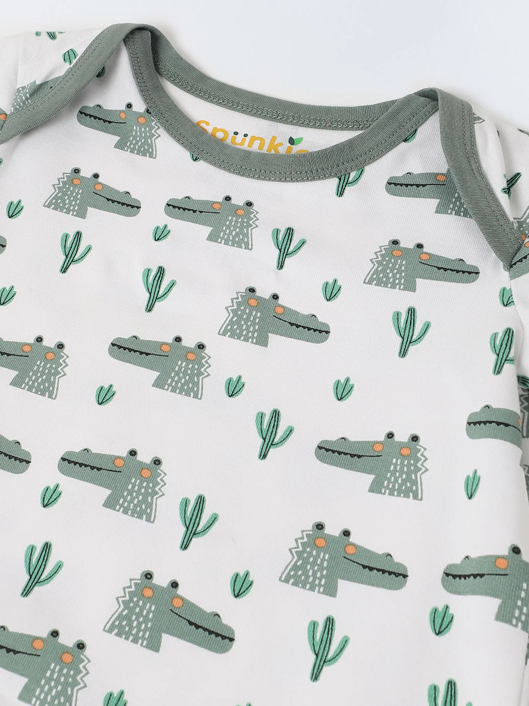 Infant Cotton White Half Sleeve Printed Romper - Image 3