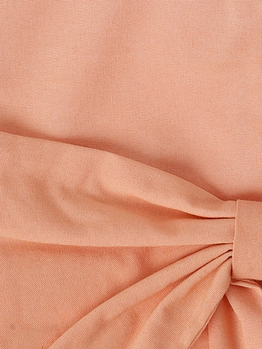 Infant Girls' Peach Ruffled Sleeve Cotton Dress - Image 5