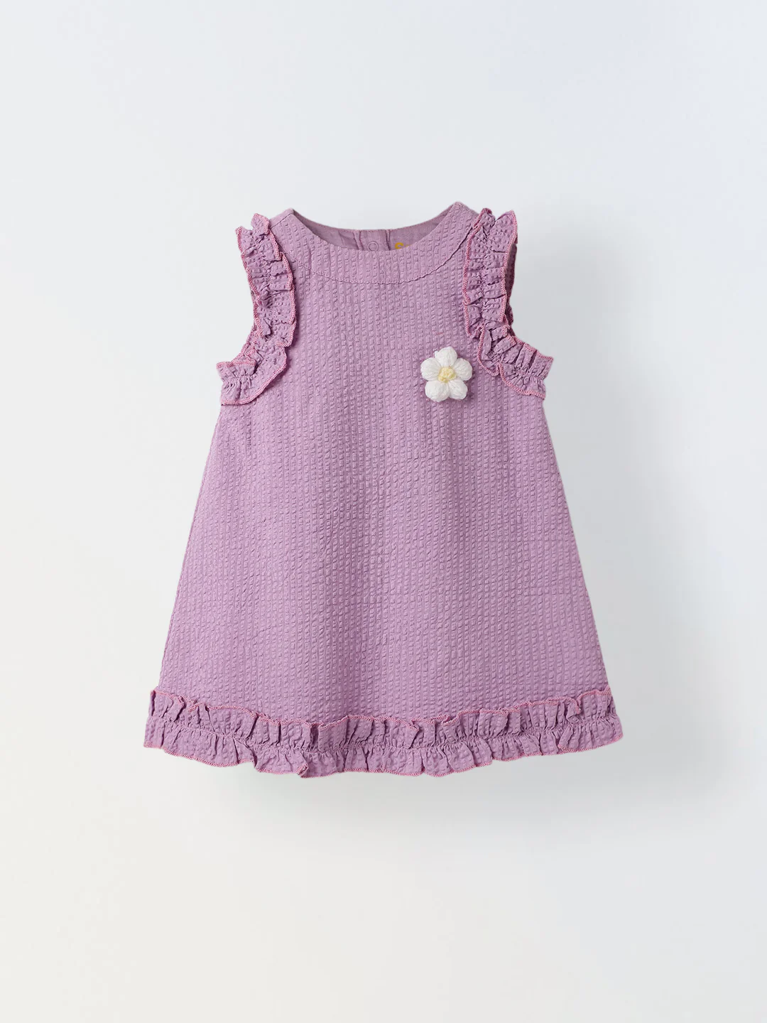Infant Girls' Lavender Sleeveless Ruffled Cotton Dress