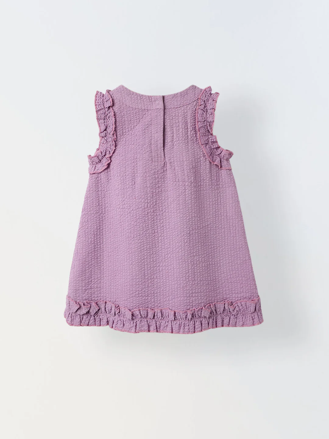 Infant Girls' Lavender Sleeveless Ruffled Cotton Dress - Image 2