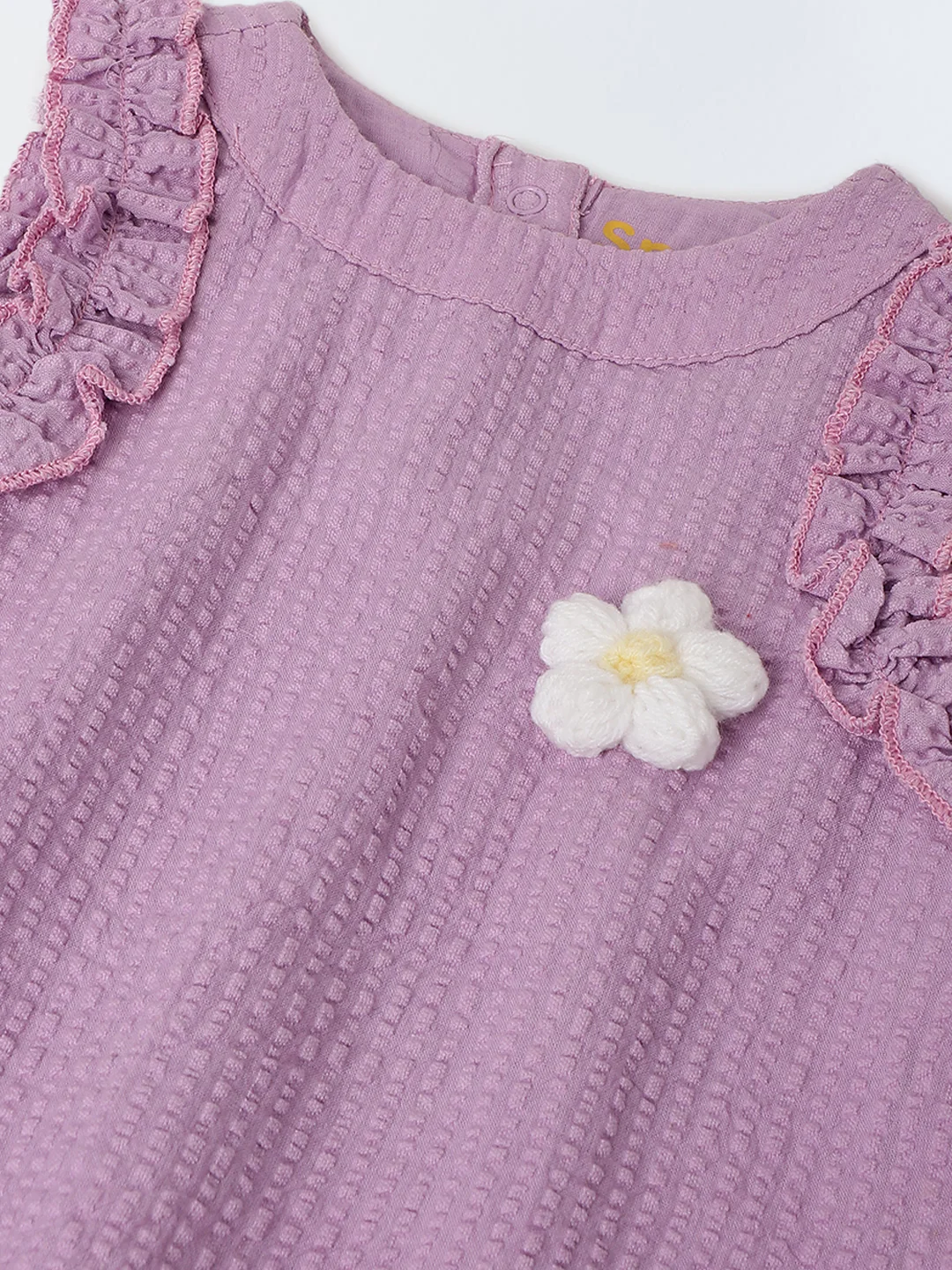Infant Girls' Lavender Sleeveless Ruffled Cotton Dress - Image 3