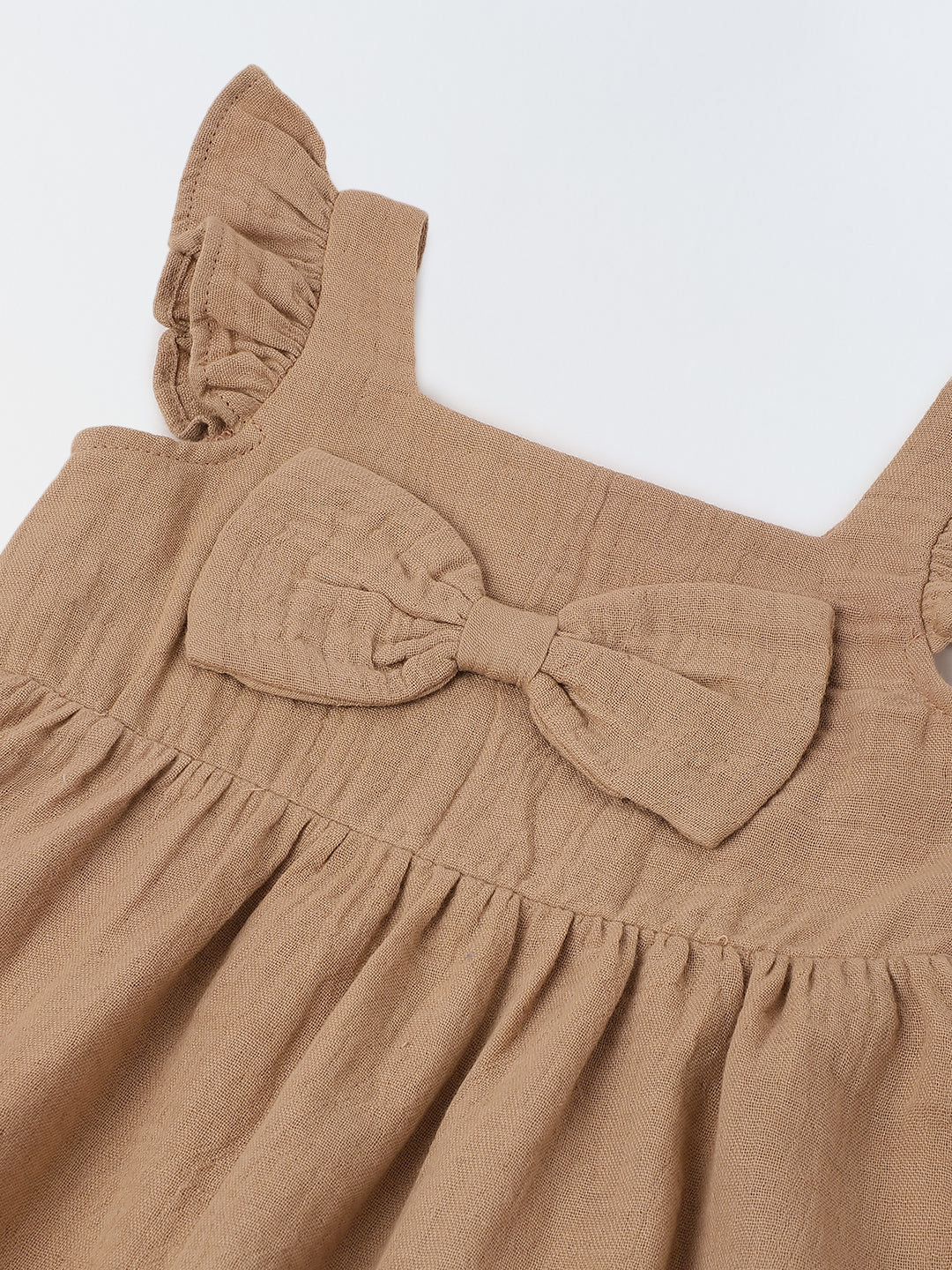 Infant Girls' Ruffled Sleeve Bow-Front Cotton Dress with Bloomer - Image 3