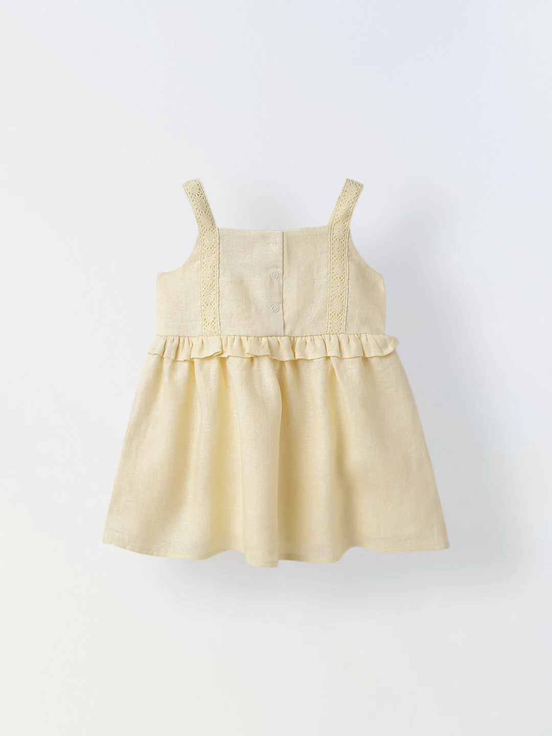 Infant Girls' Soft Yellow Peplum Cotton Linen Dress
