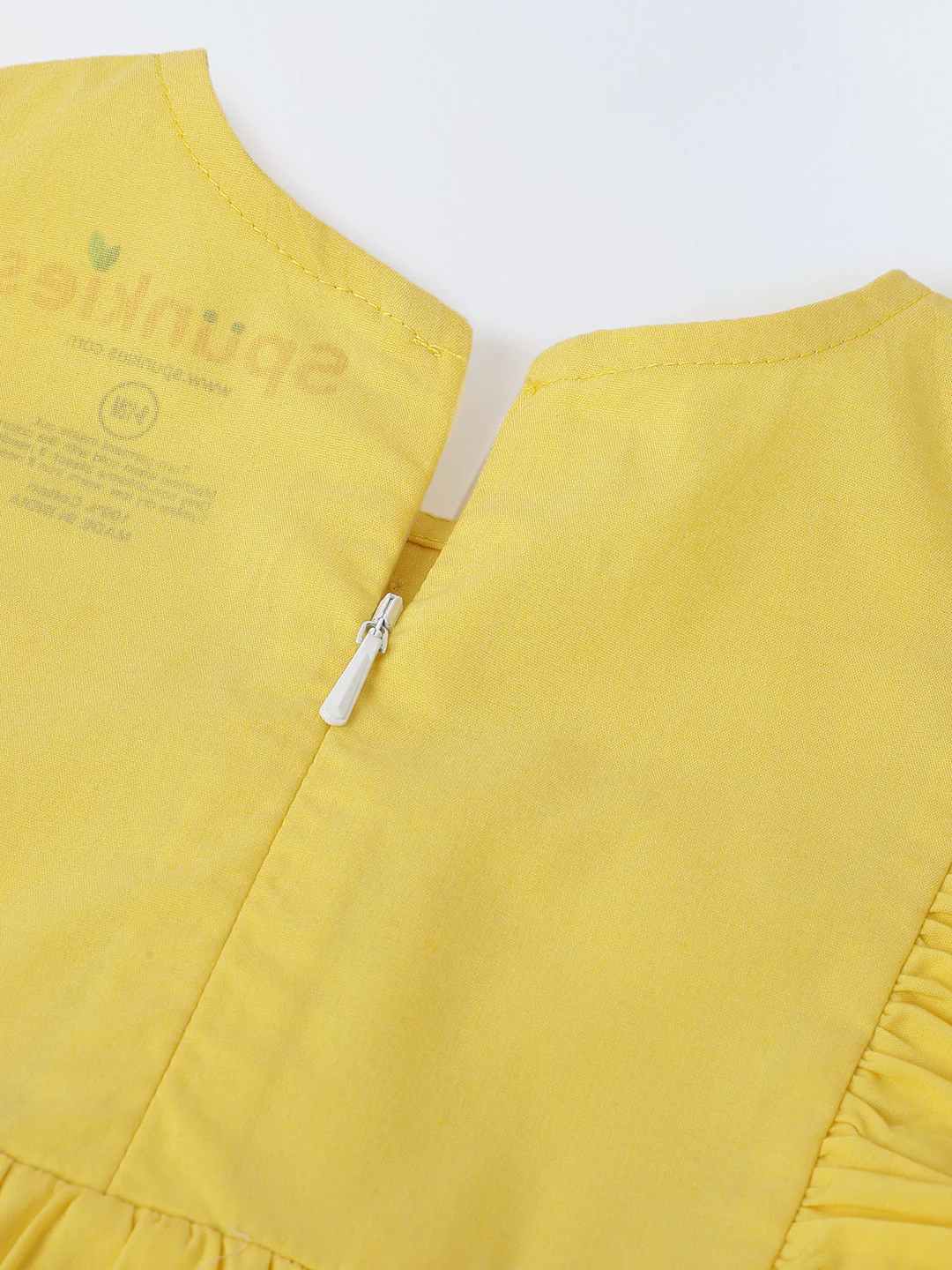 Infant Girls' Yellow Ruffled Sleeve Cotton Dress - Image 4