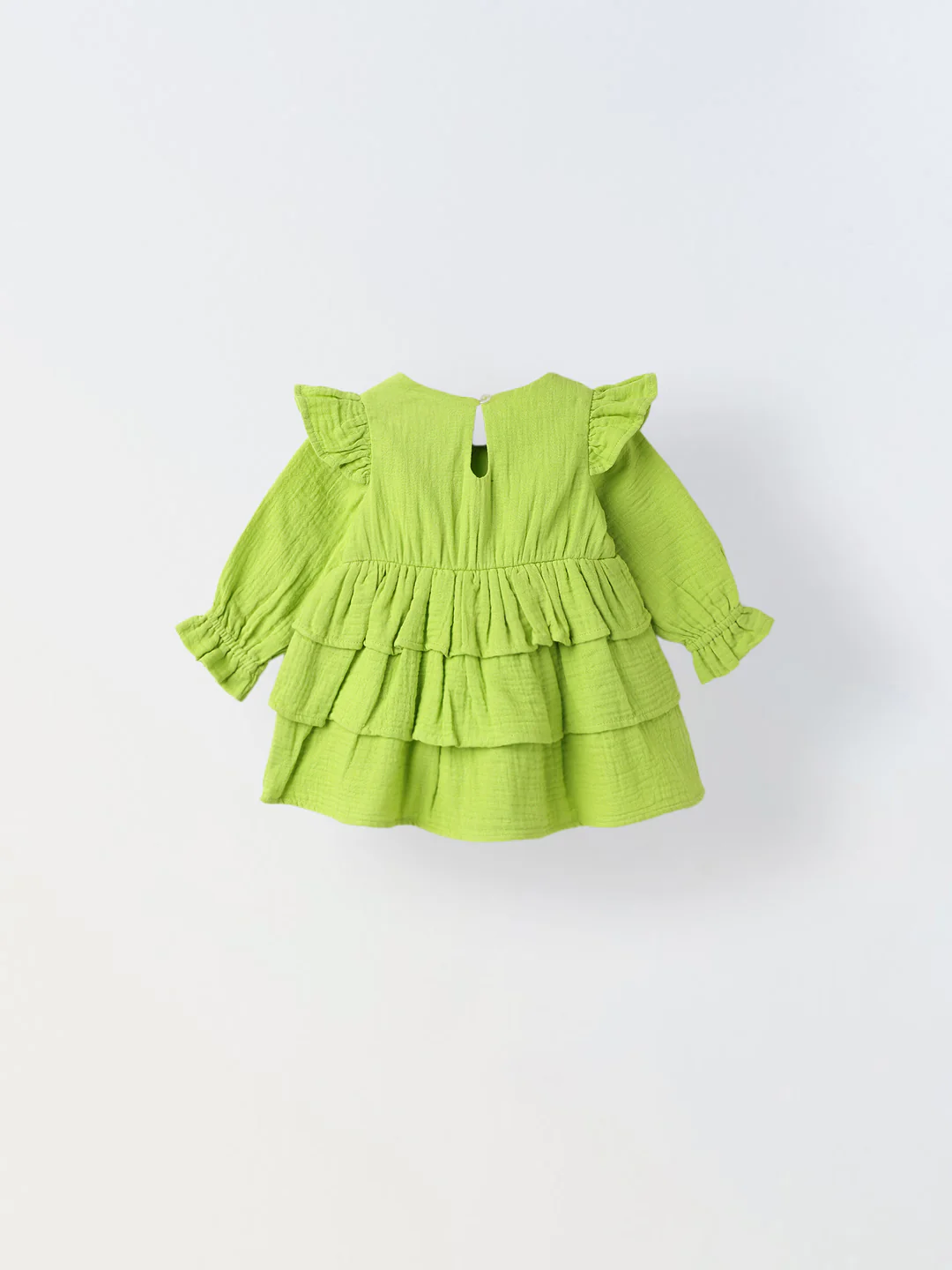 Infant Lime Cotton Round Neck Dress for Girls - Image 2