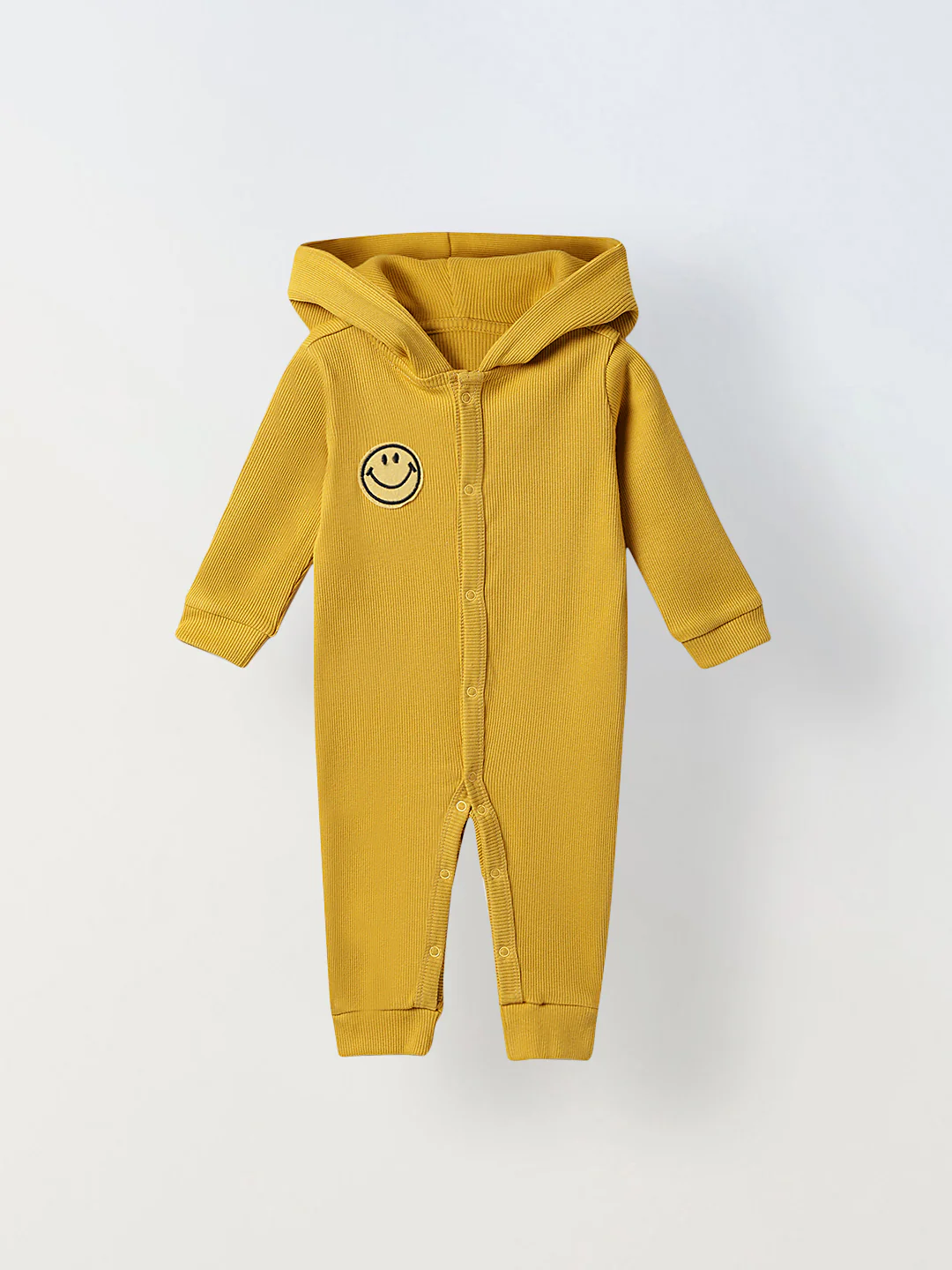 Infant Mustard Hooded Romper with Patch
