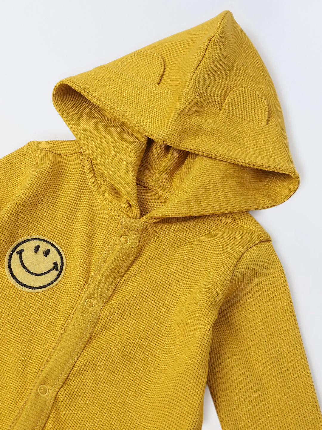 Infant Mustard Hooded Romper with Patch - Image 3