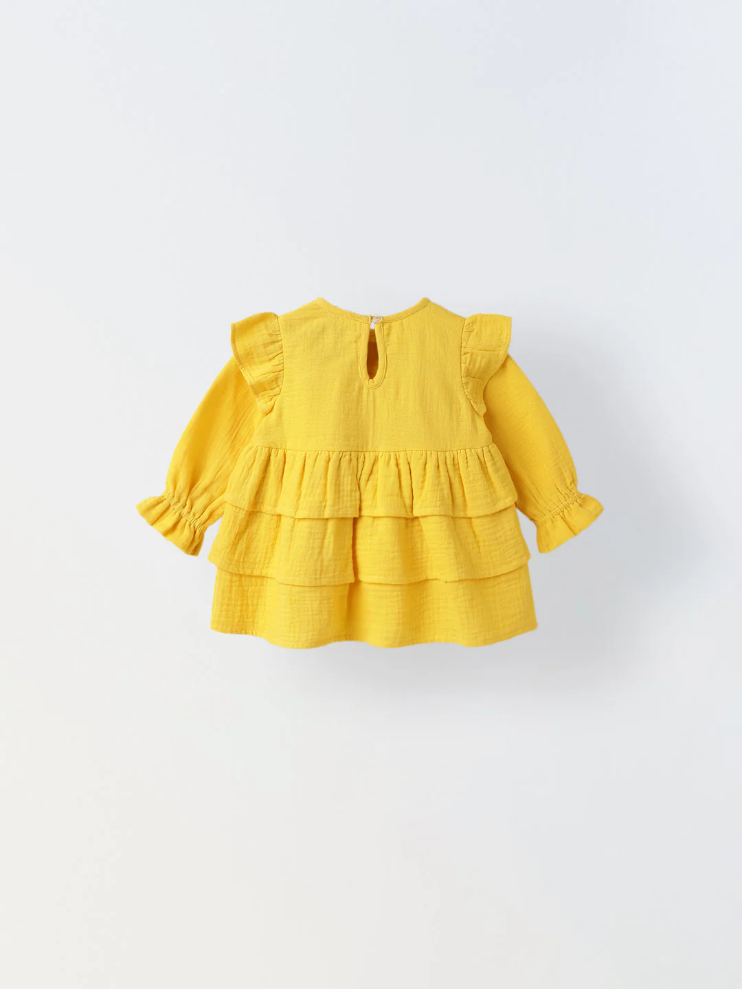Infant Yellow Cotton Round Neck Dress for Girls - Image 2