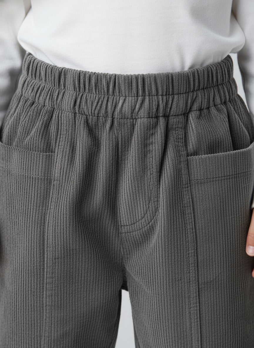 Infants Brown Rib Texture Couduroy Trousers - Image 2