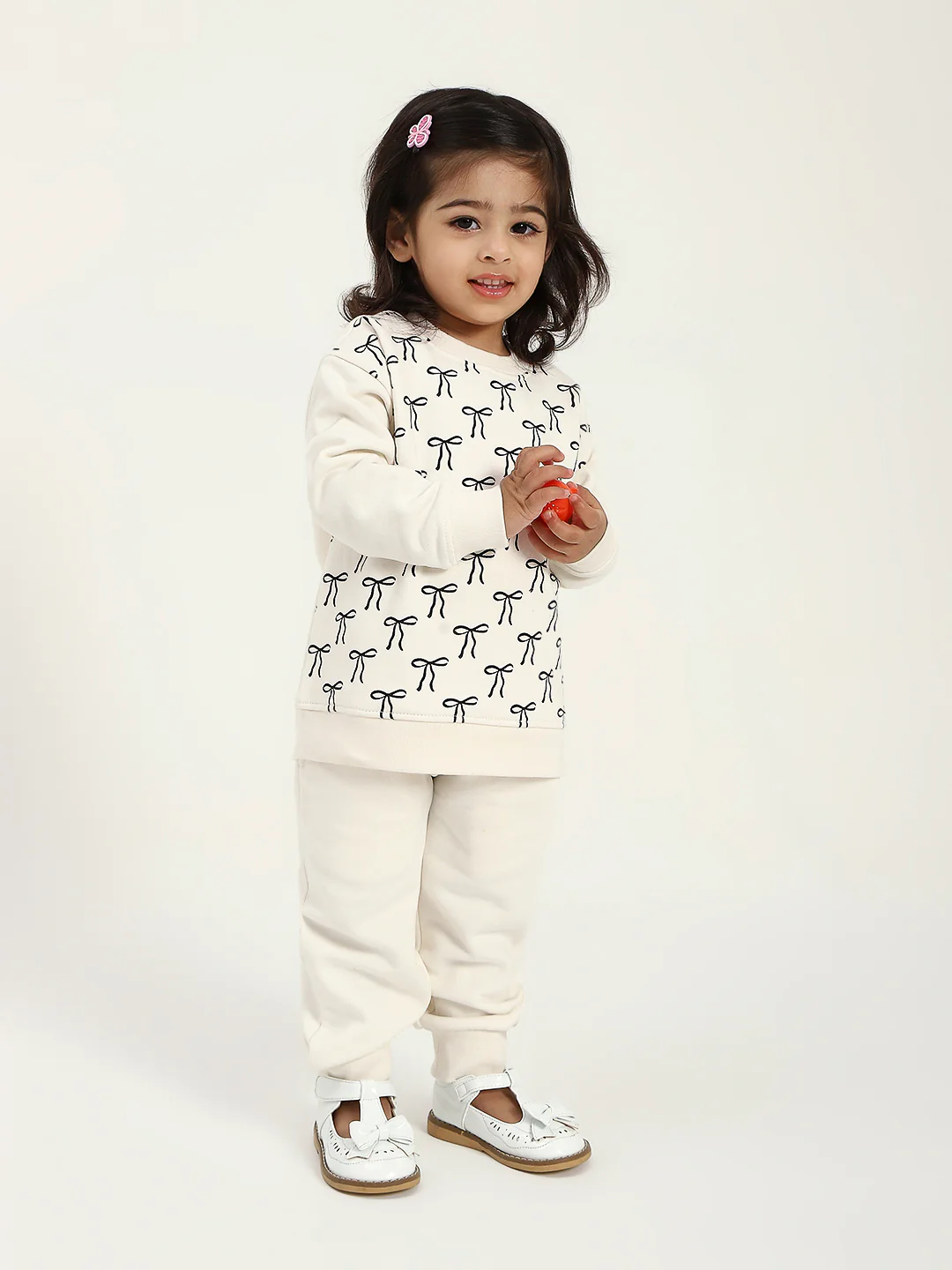 Kids white Long Sleeve Sweatshirt and Jogger Set - Image 4