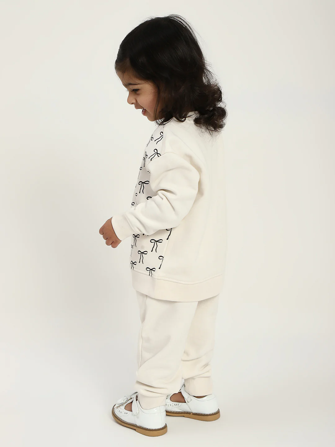 Kids white Long Sleeve Sweatshirt and Jogger Set - Image 5