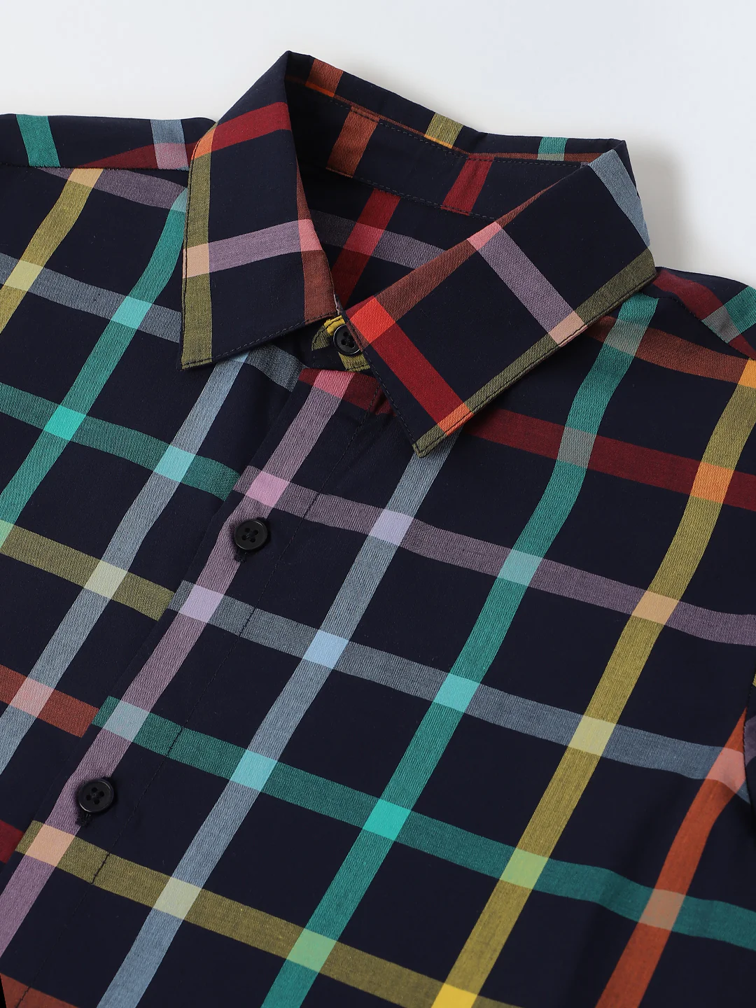 Multicolour Checks Cotton Collar Neck Shirt For Boys - Image 3
