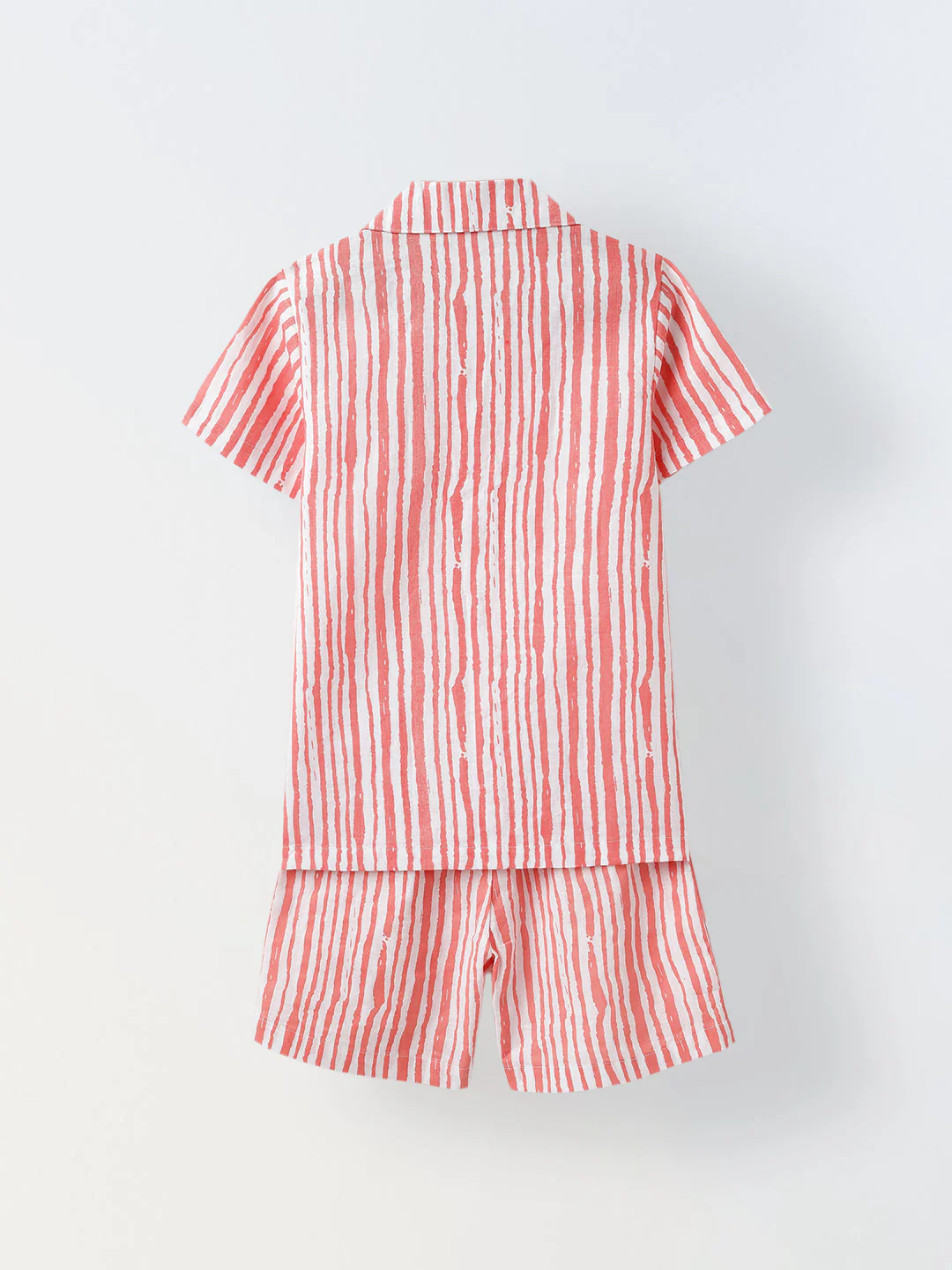 White & Coral Red Striped Co-Ord Set- Boy - Image 2
