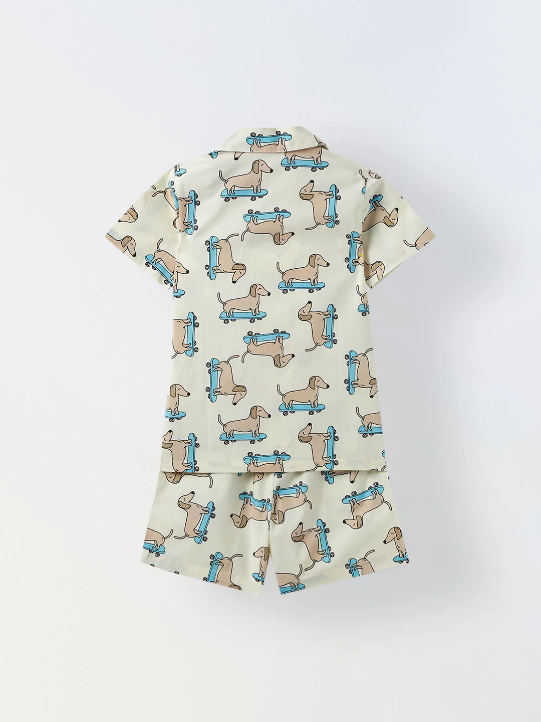 Off White Dachshund Print Cotton Co-Ord Set For Boy - Image 2
