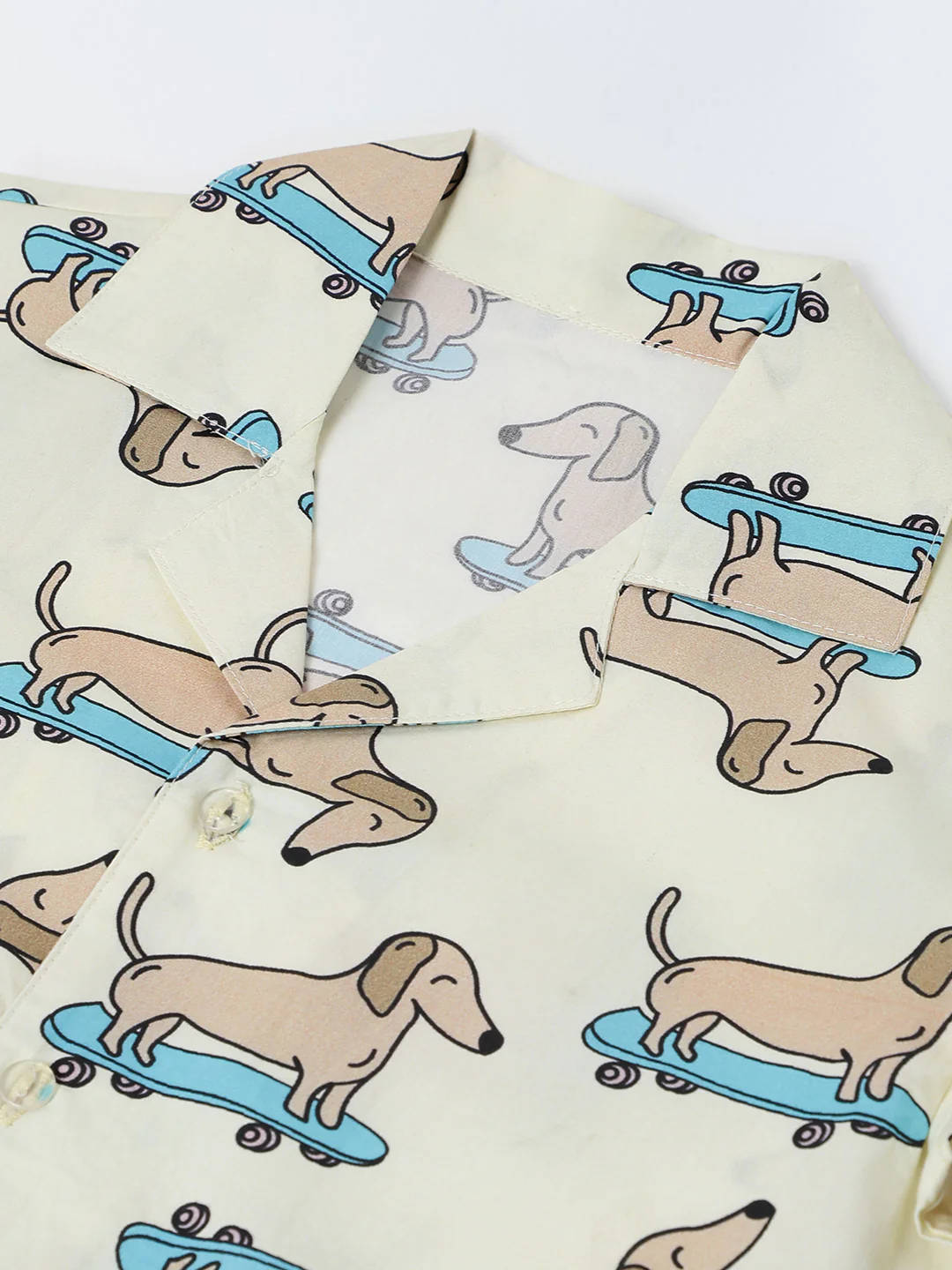 Off White Dachshund Print Cotton Co-Ord Set For Boy - Image 5