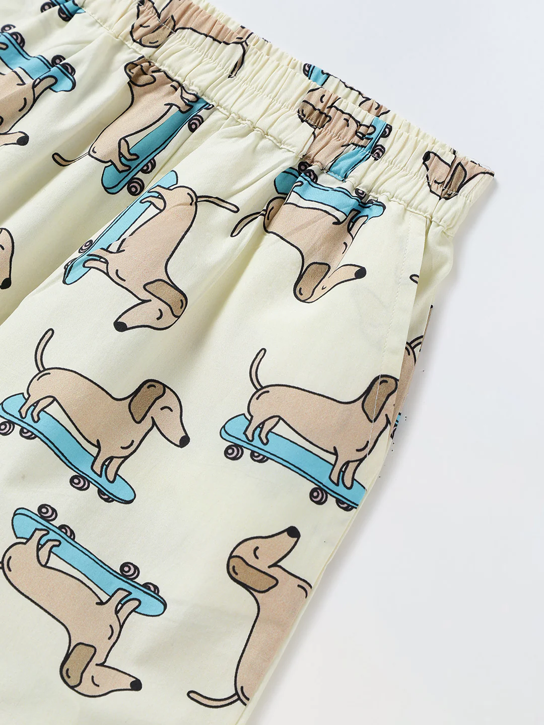 Off White Dachshund Print Cotton Co-Ord Set For Boy - Image 6