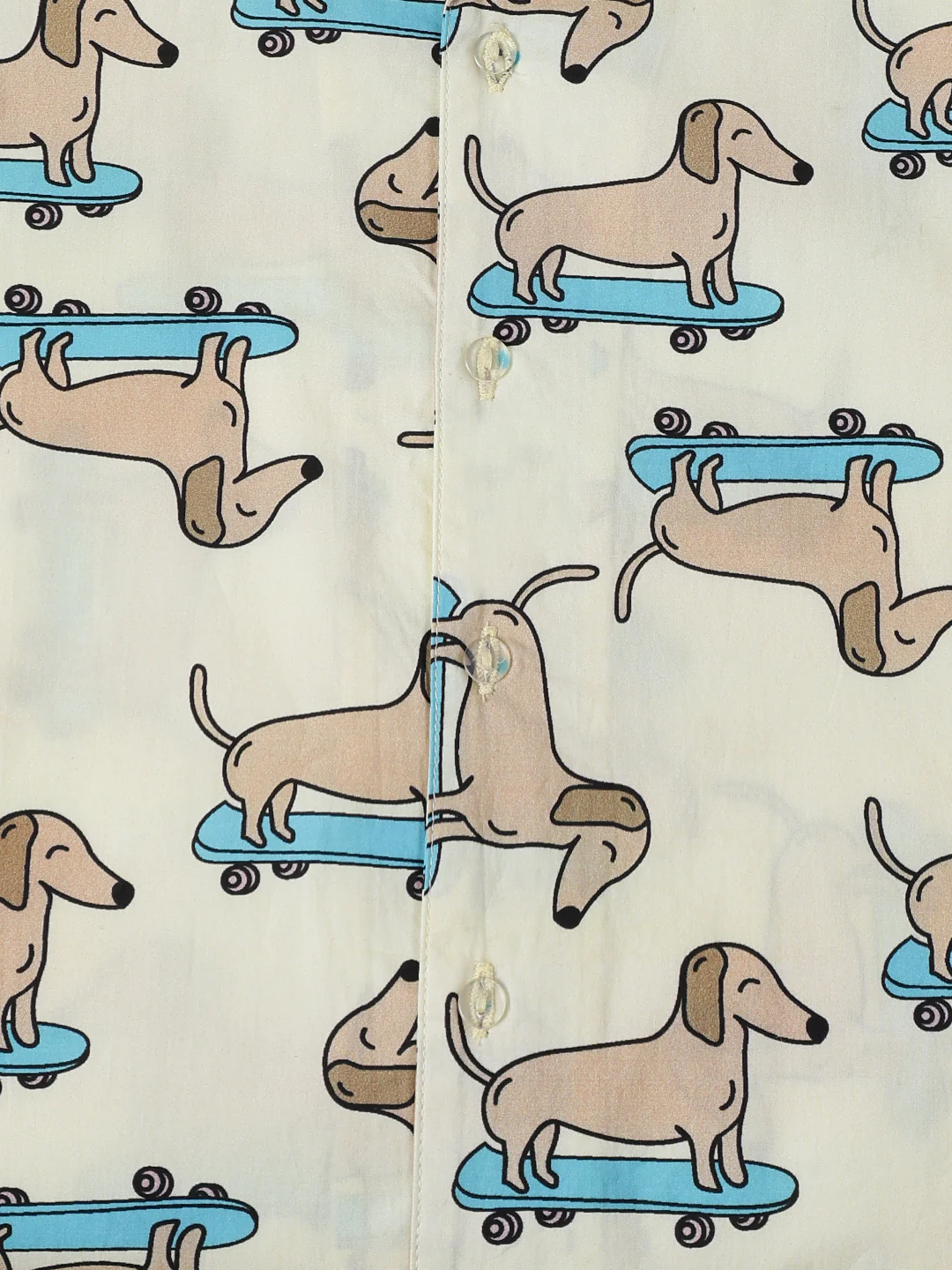 Off White Dachshund Print Cotton Co-Ord Set For Boy - Image 7