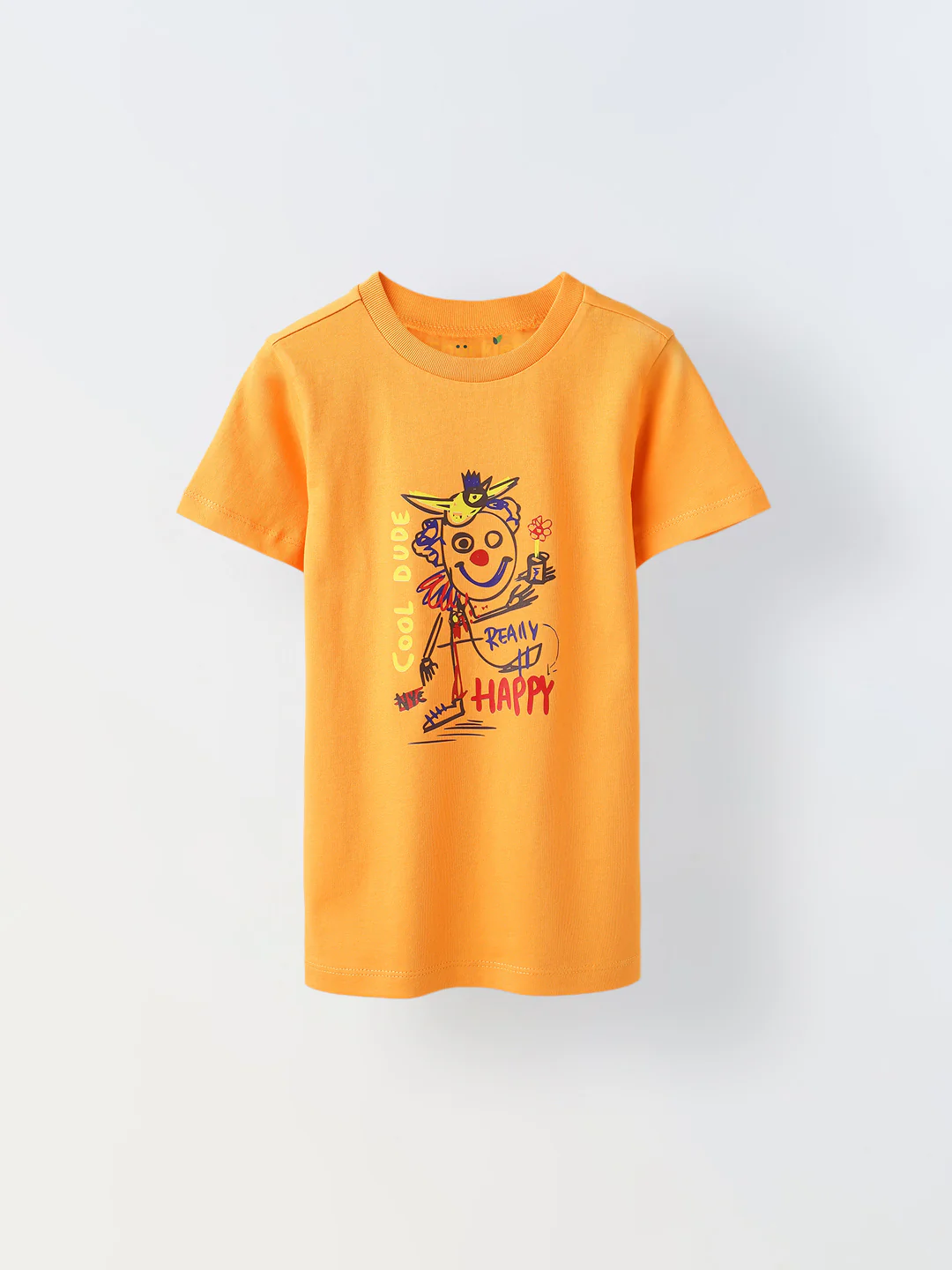 Orange Clown Cartoon Printed T-shirt