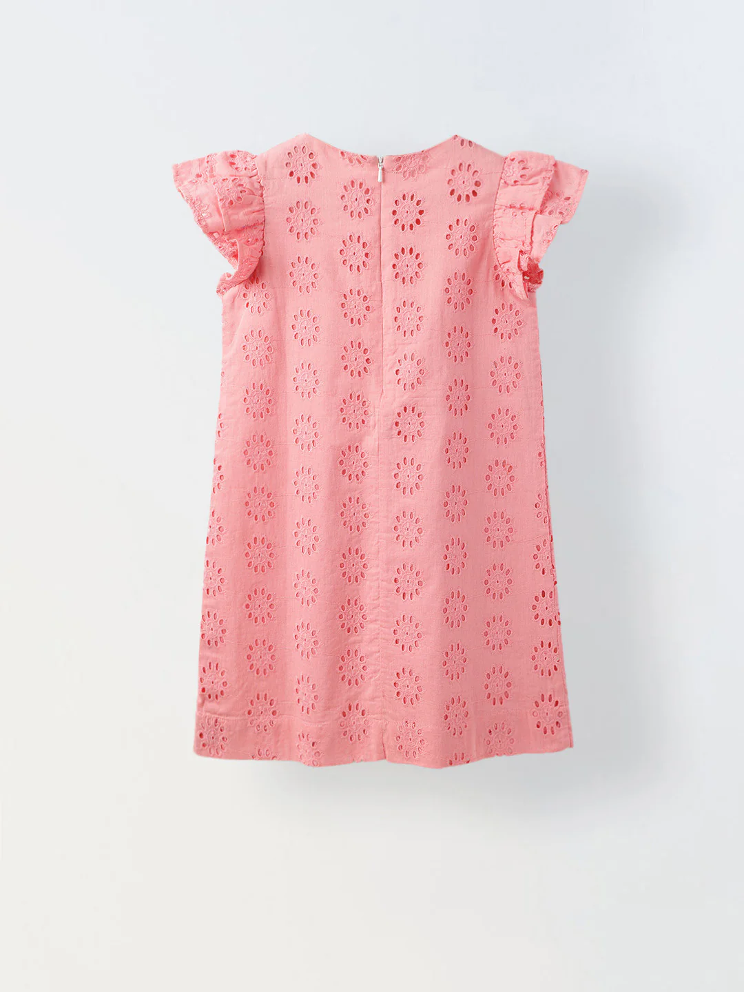 Pink Cotton Schiffli Dress For Girls - Image 2