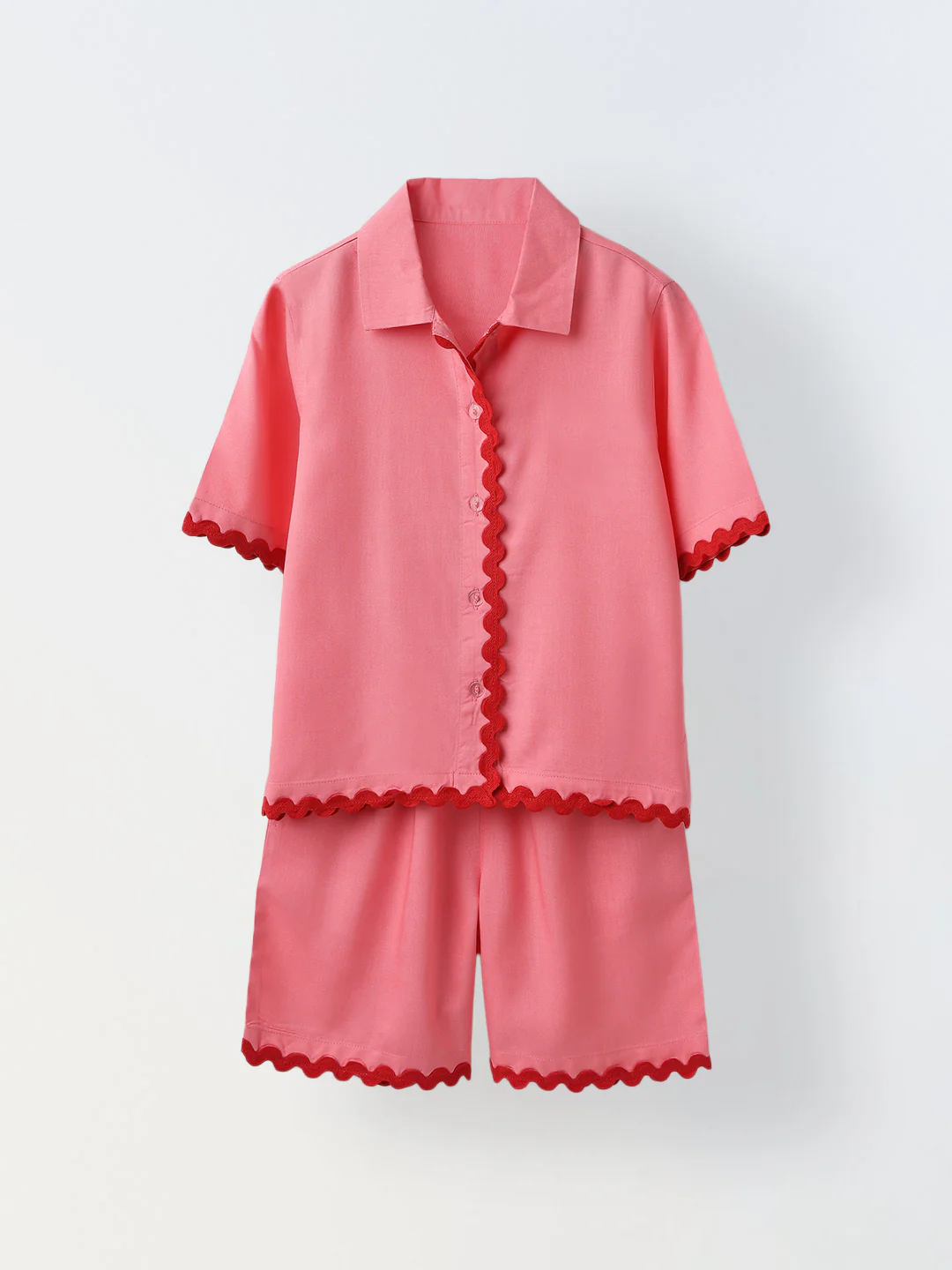 Pink Cotton Shirt and Short Co-Ord Set-Girls
