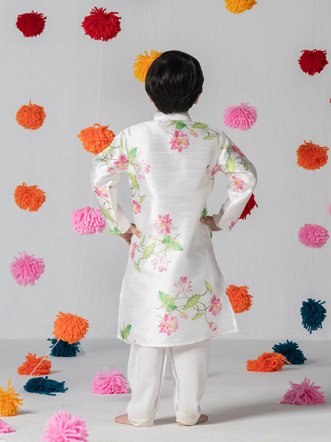 Printed White Kurta Set For Boys - Image 8