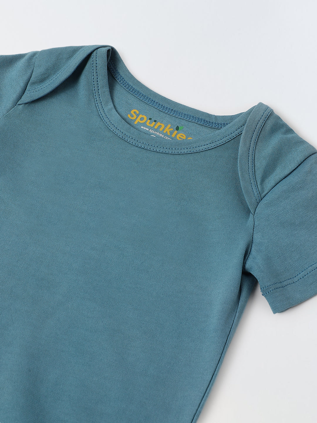 Blue Cotton Jersey Solid Romper for Infants - Image 3